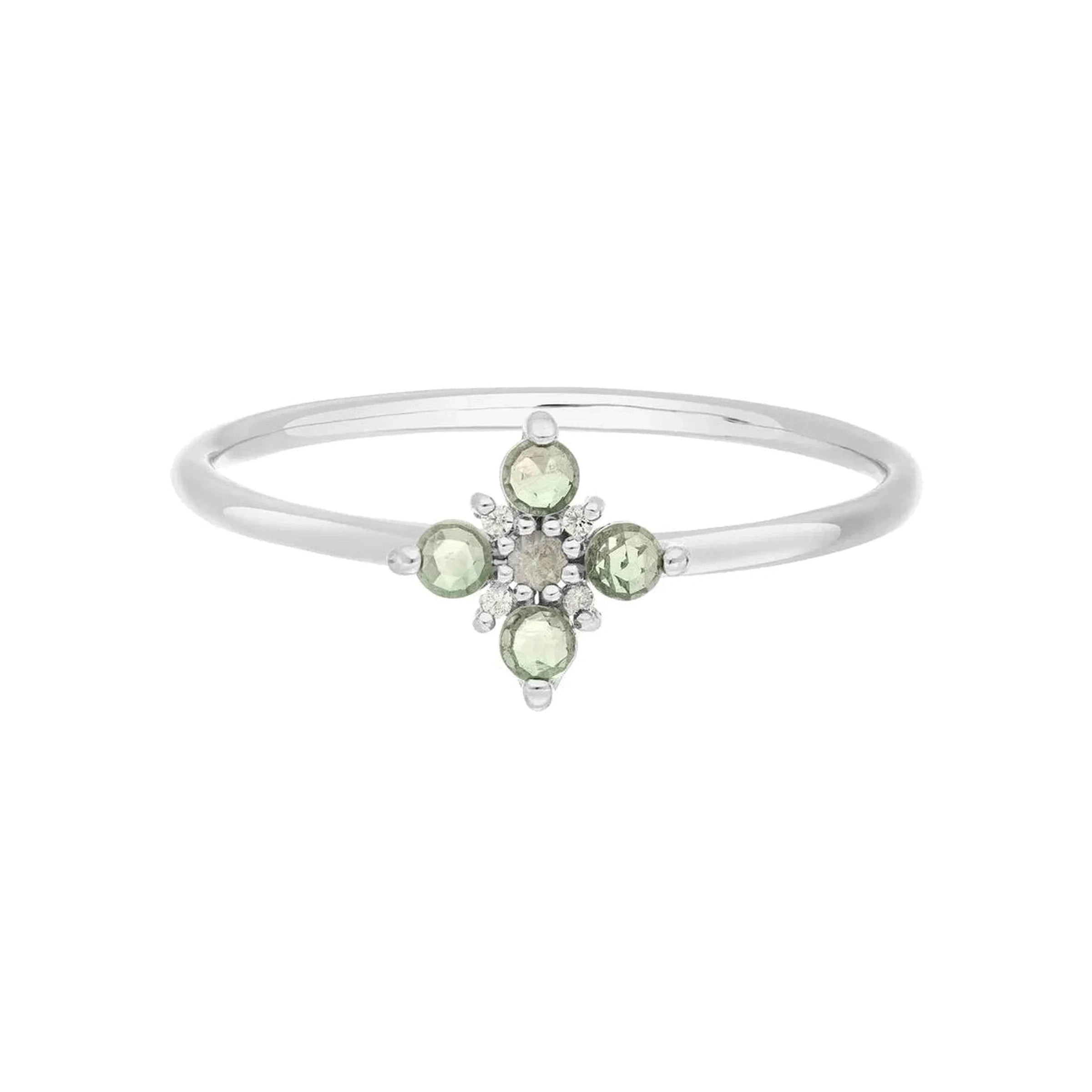 Leaf Ring Bloom, Labradorit/Aventurin, Silber