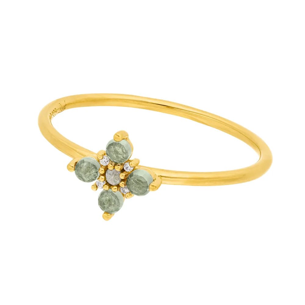 Leaf Ring Bloom, Labradorit/Aventurin, vergoldet