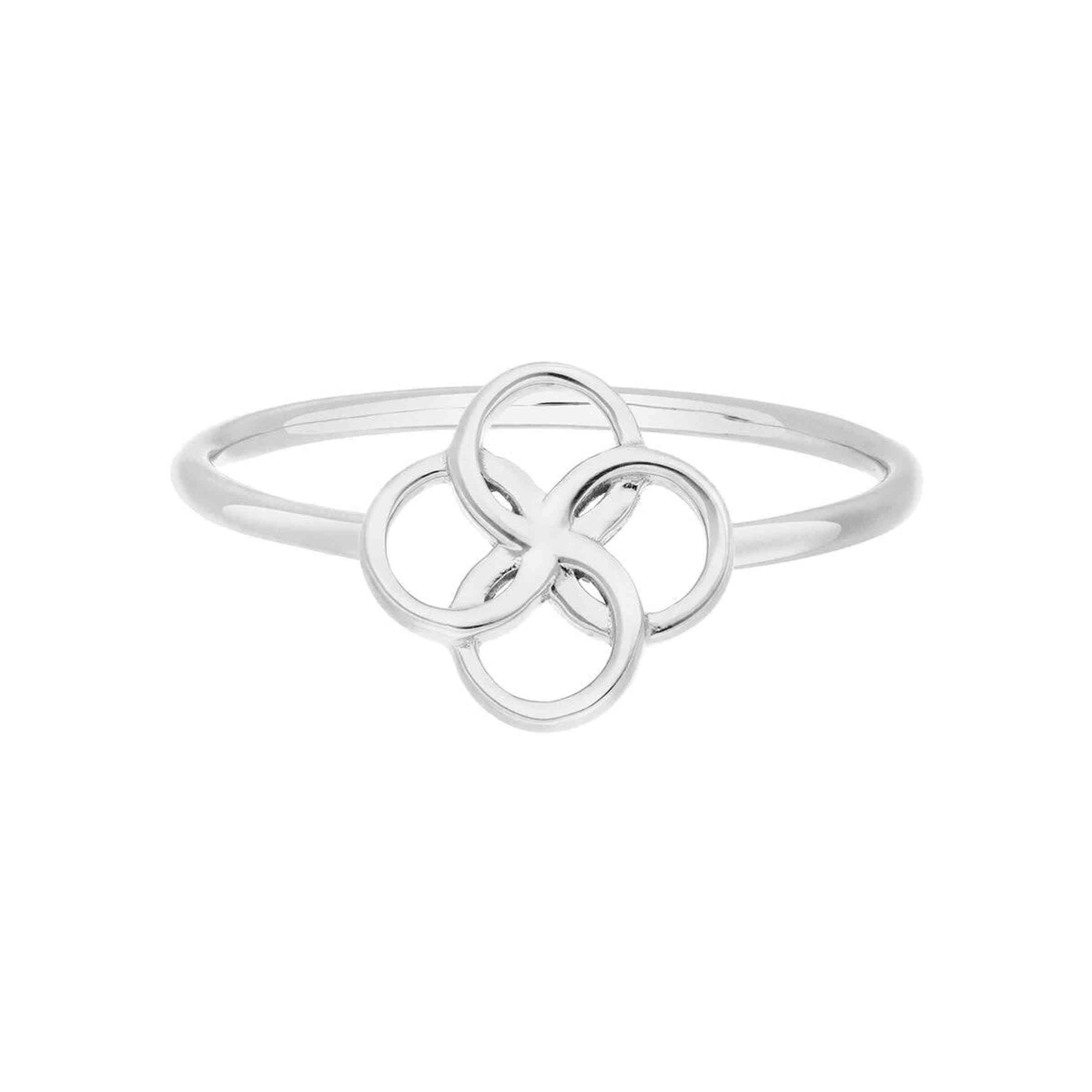 Leaf Ring Clover Charm, Silber