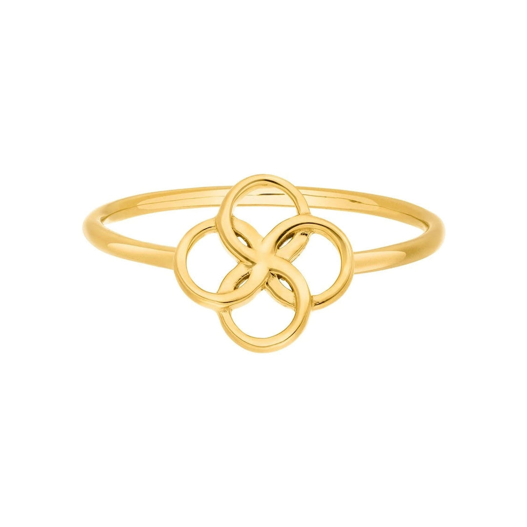 Leaf Ring Clover Charm, vergoldet