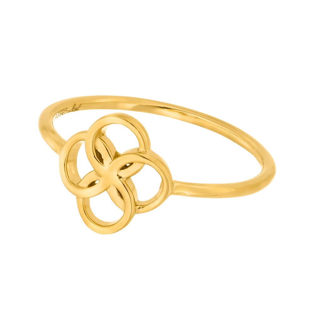 Leaf Ring Clover Charm, vergoldet