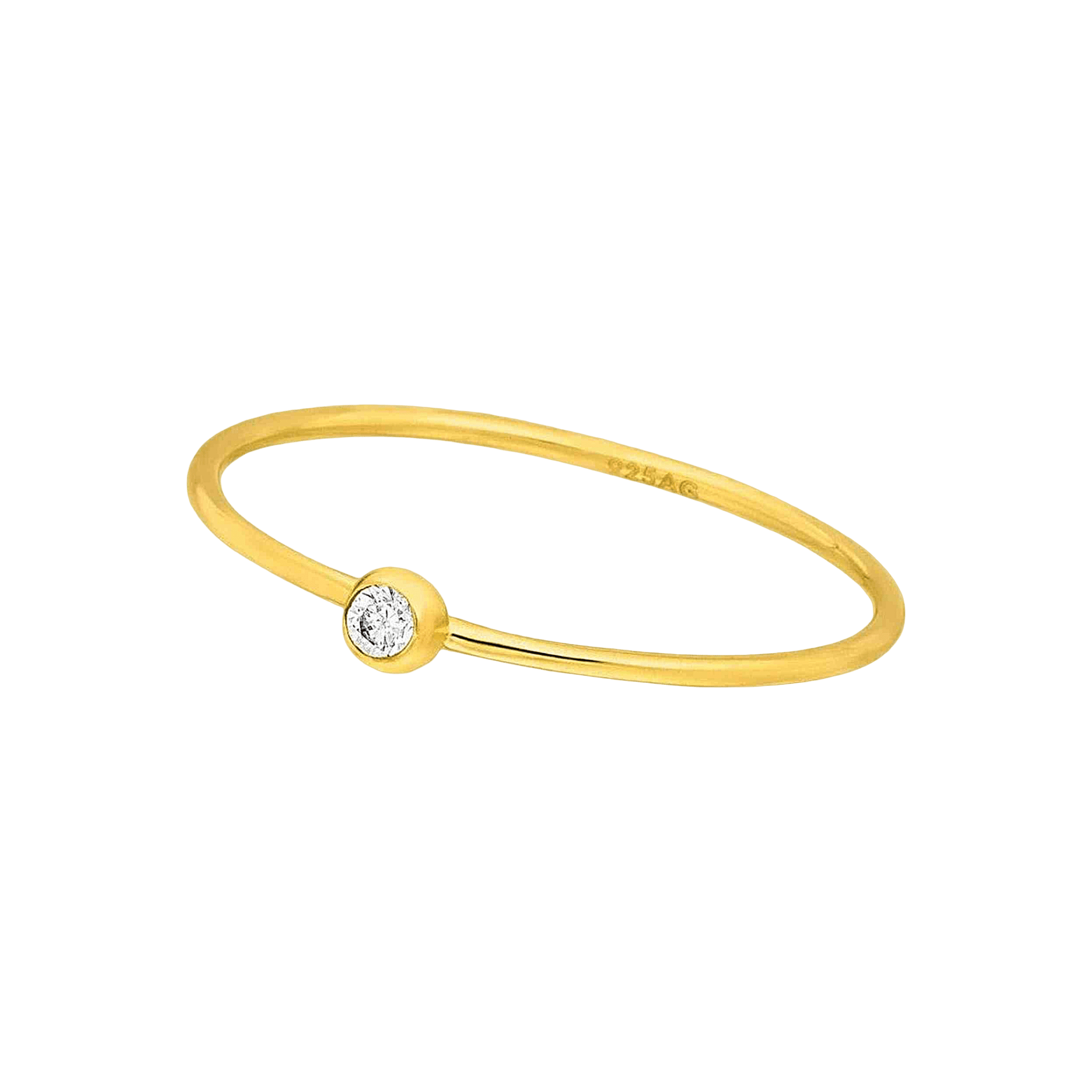 Leaf Ring Solitaire, vergoldet