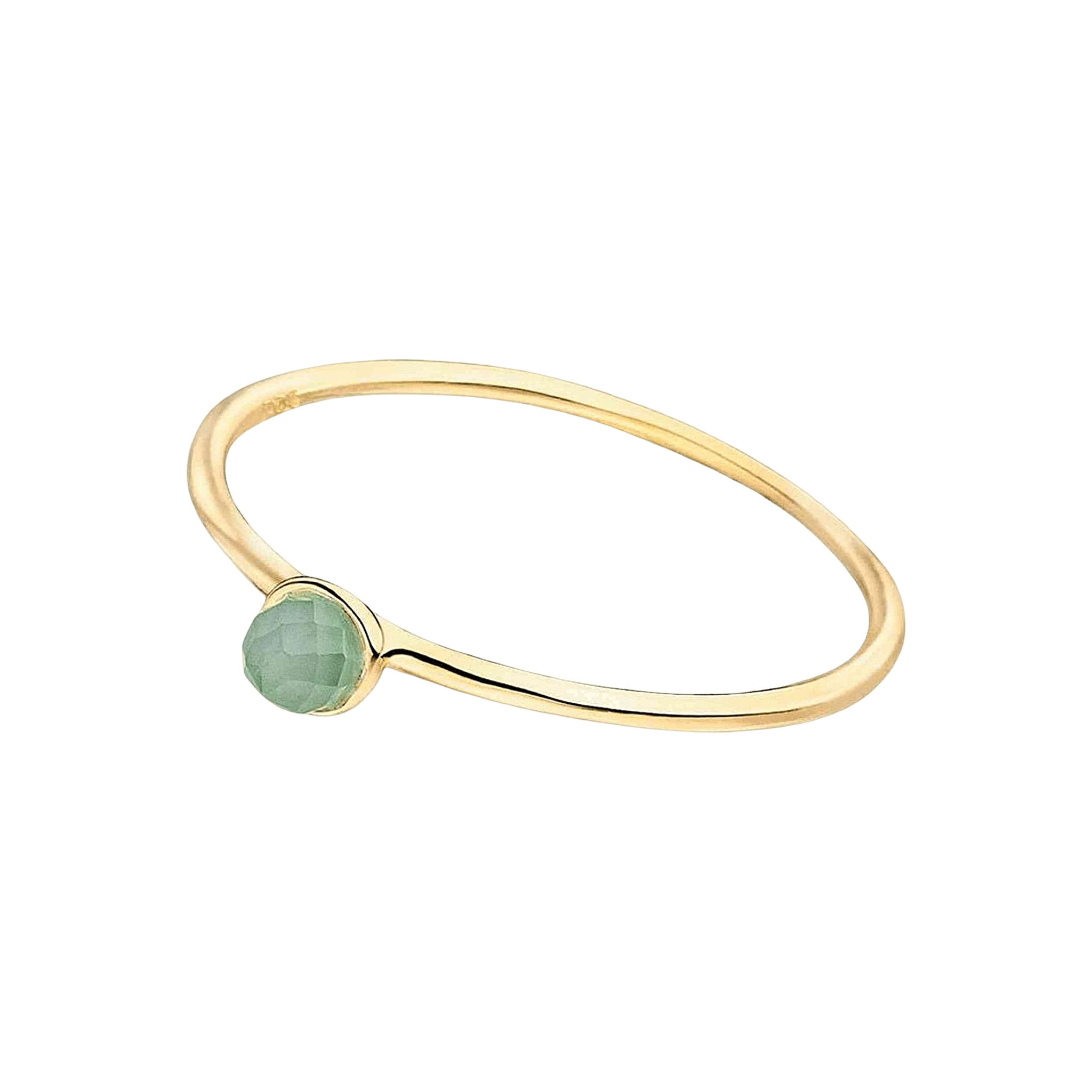 Leaf Ring Stacking Aqua Chalzedon, 3 mm, vergoldet