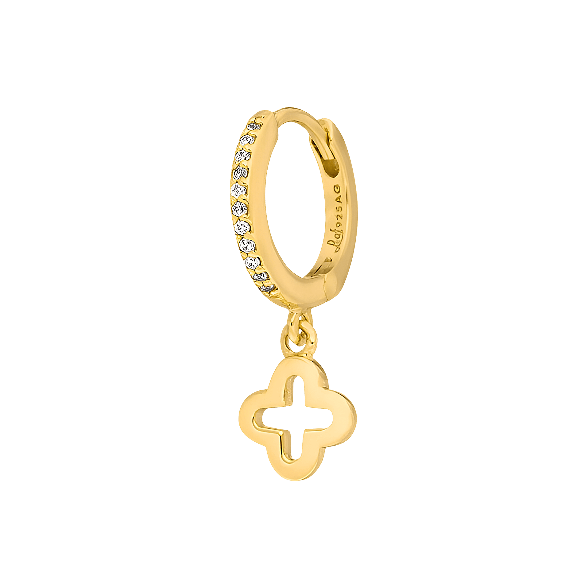 Leaf Single Creole Clover, Zirkonia, vergoldet