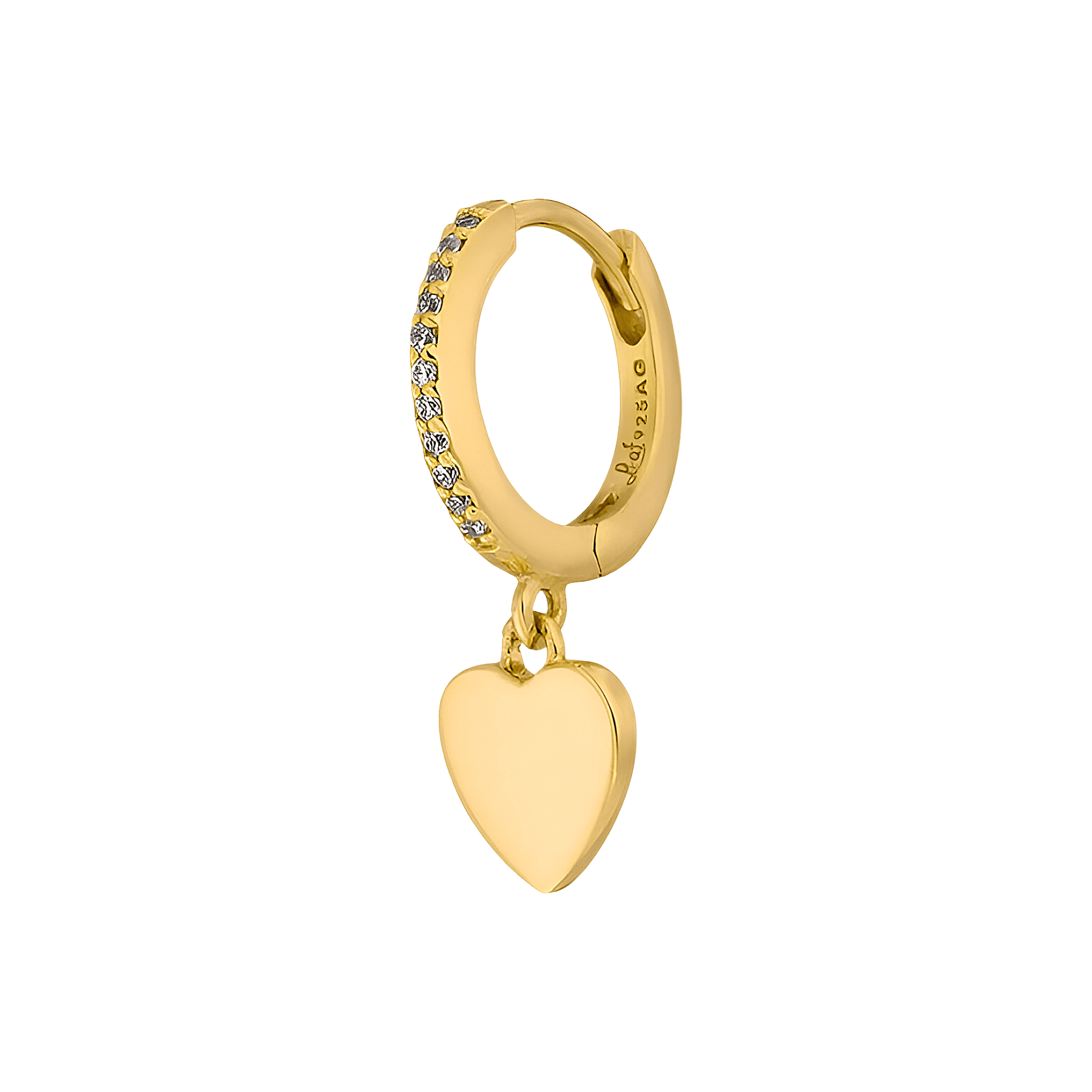 Leaf Single Creole Heart mit Zirkonia, vergoldet