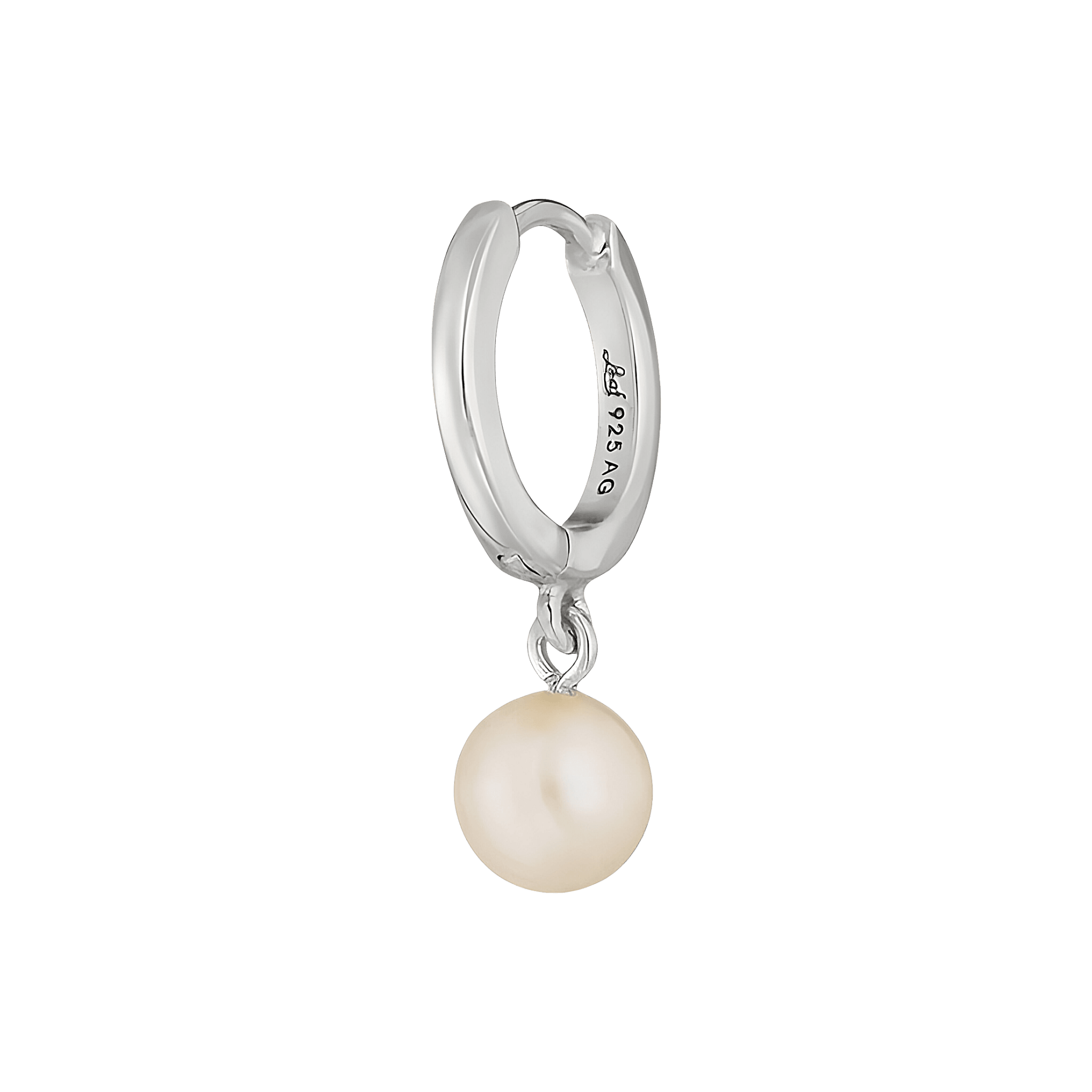 Leaf Single Creole Pearl, Silber
