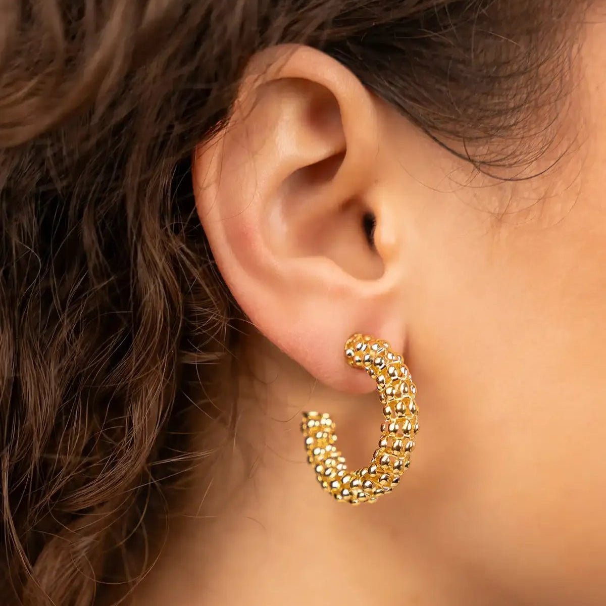 LOTT.gioielli Creolen Popcorn klassisch, M, vergoldet