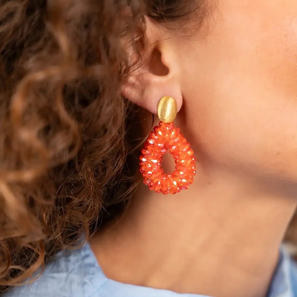 LOTT.gioielli Ohrringe Anne Drop Marquis, Lion Orange, S, Stecker, vergoldet