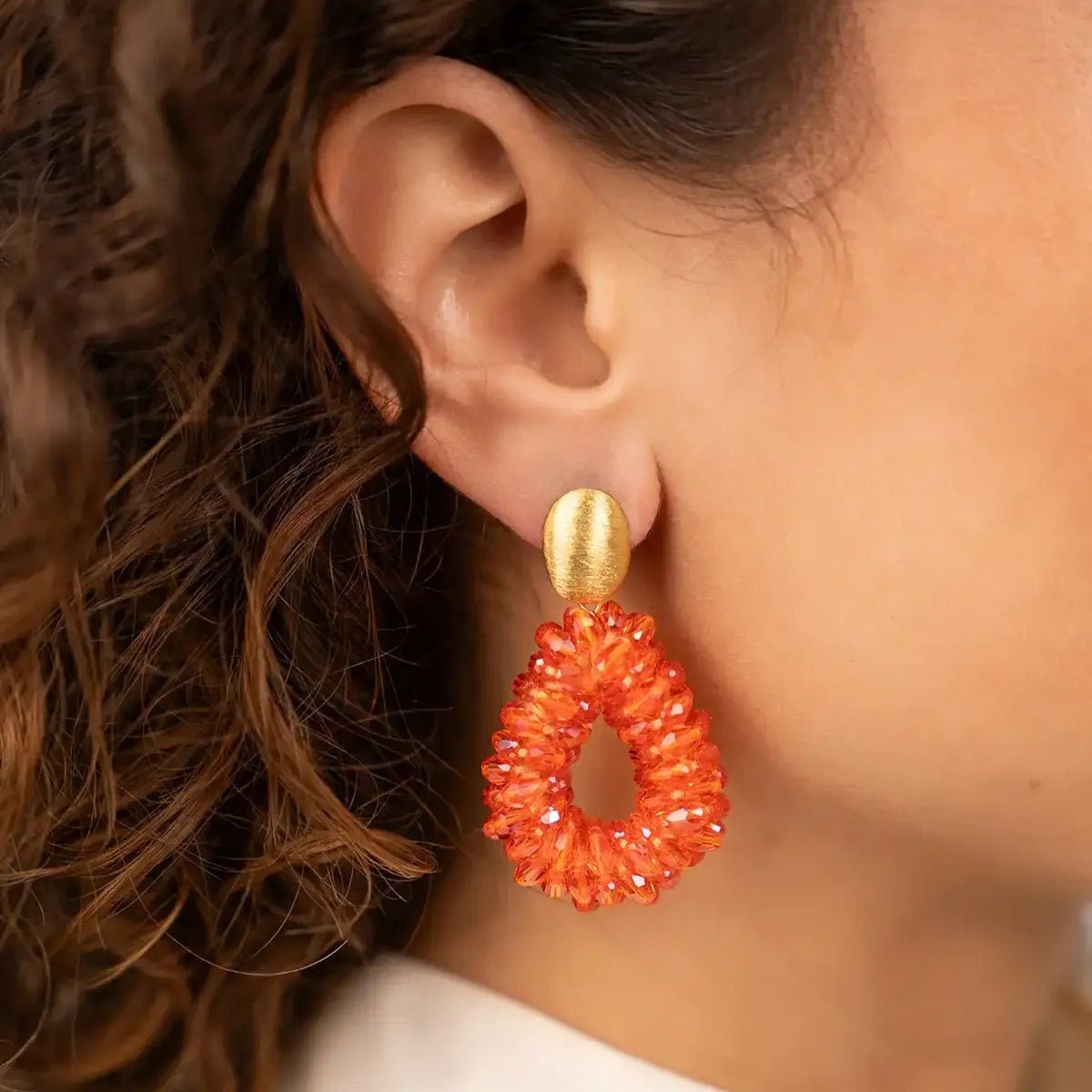 LOTT.gioielli Ohrringe Anne Drop Marquis, Lion Orange, S, Stecker, vergoldet