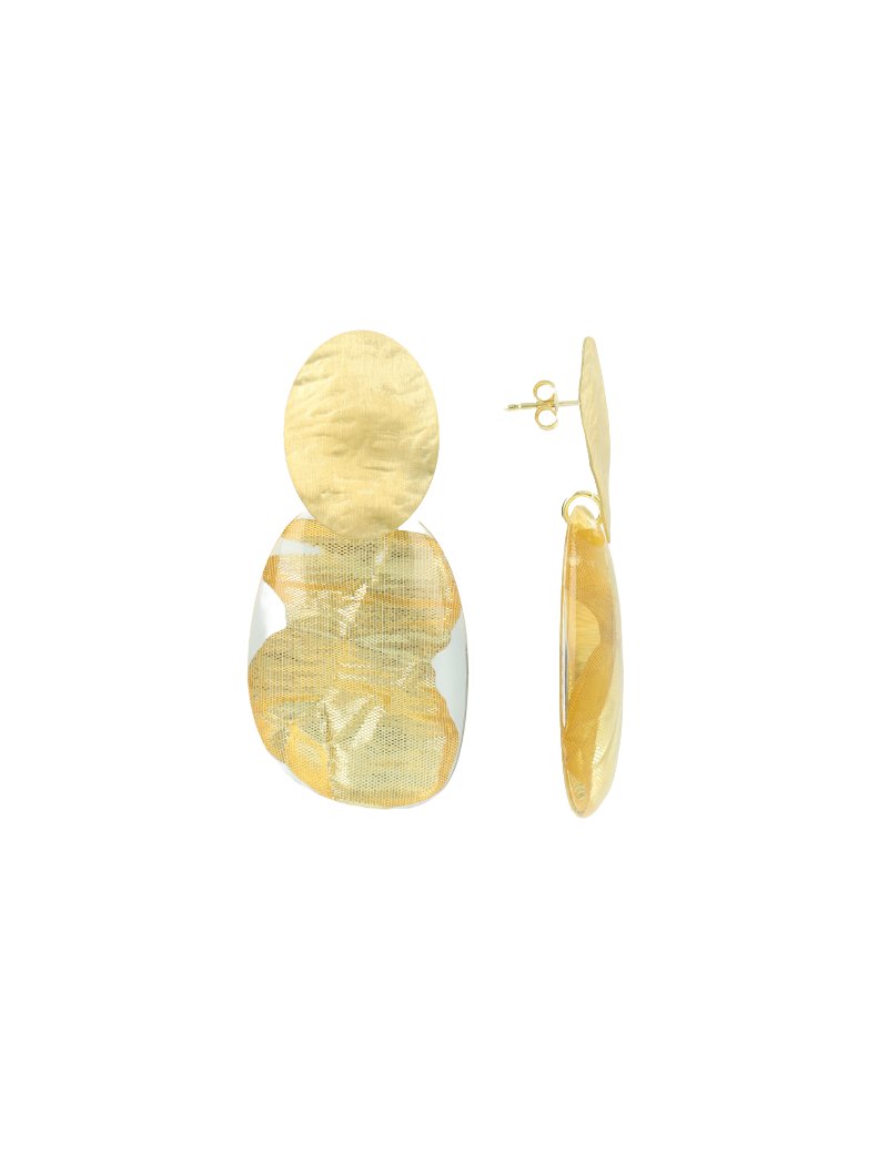 LOTT.gioielli Ohrringe Asymmetric Oval, L, Gold Leaves, vergoldet