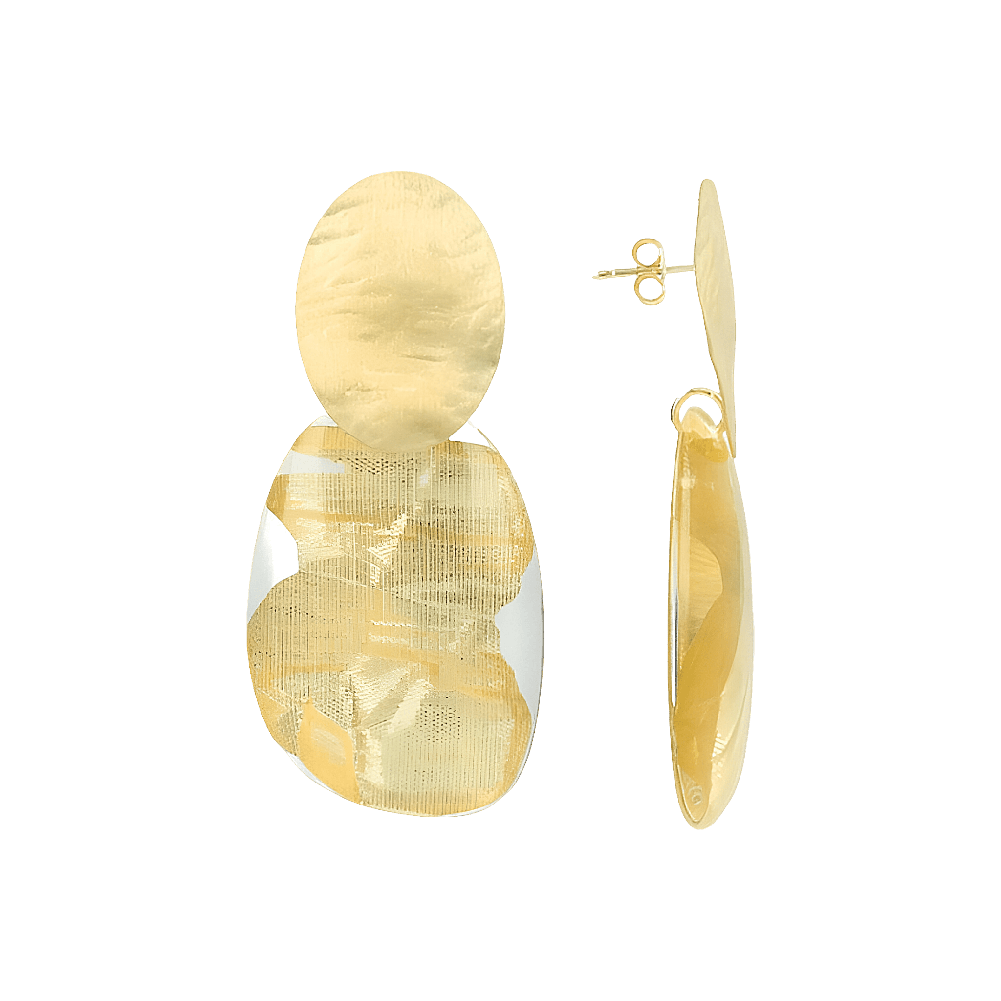 LOTT.gioielli Ohrringe Asymmetric Oval, L, Gold Leaves, vergoldet