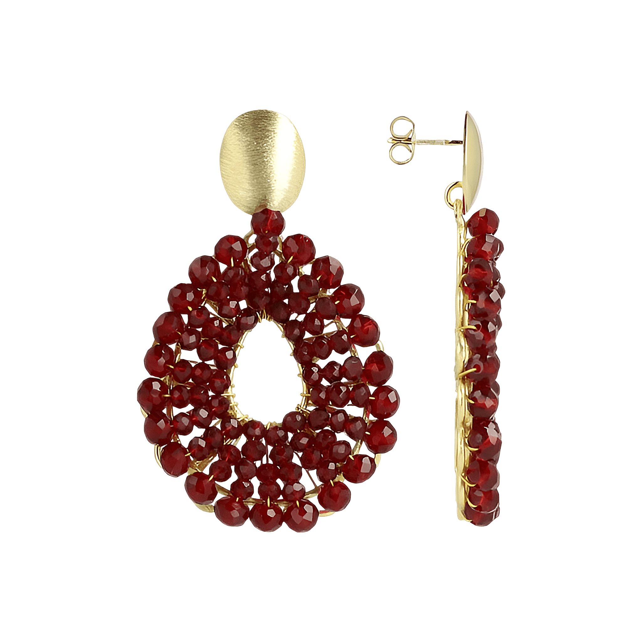 LOTT.gioielli Ohrringe Babs Open Drop, bordeaux, S, vergoldet