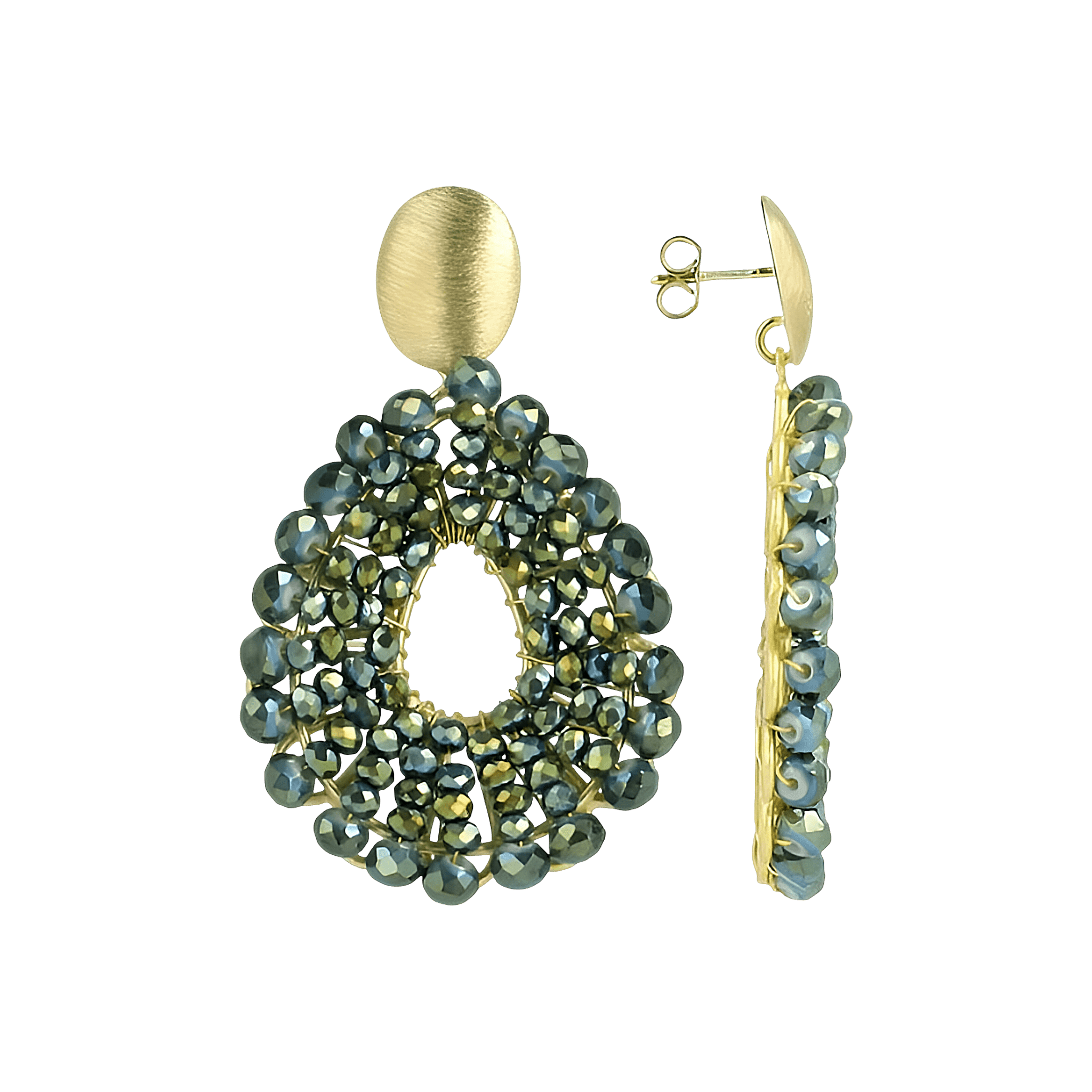 LOTT.gioielli Ohrringe Babs Open Drop, metallic green, S, vergoldet