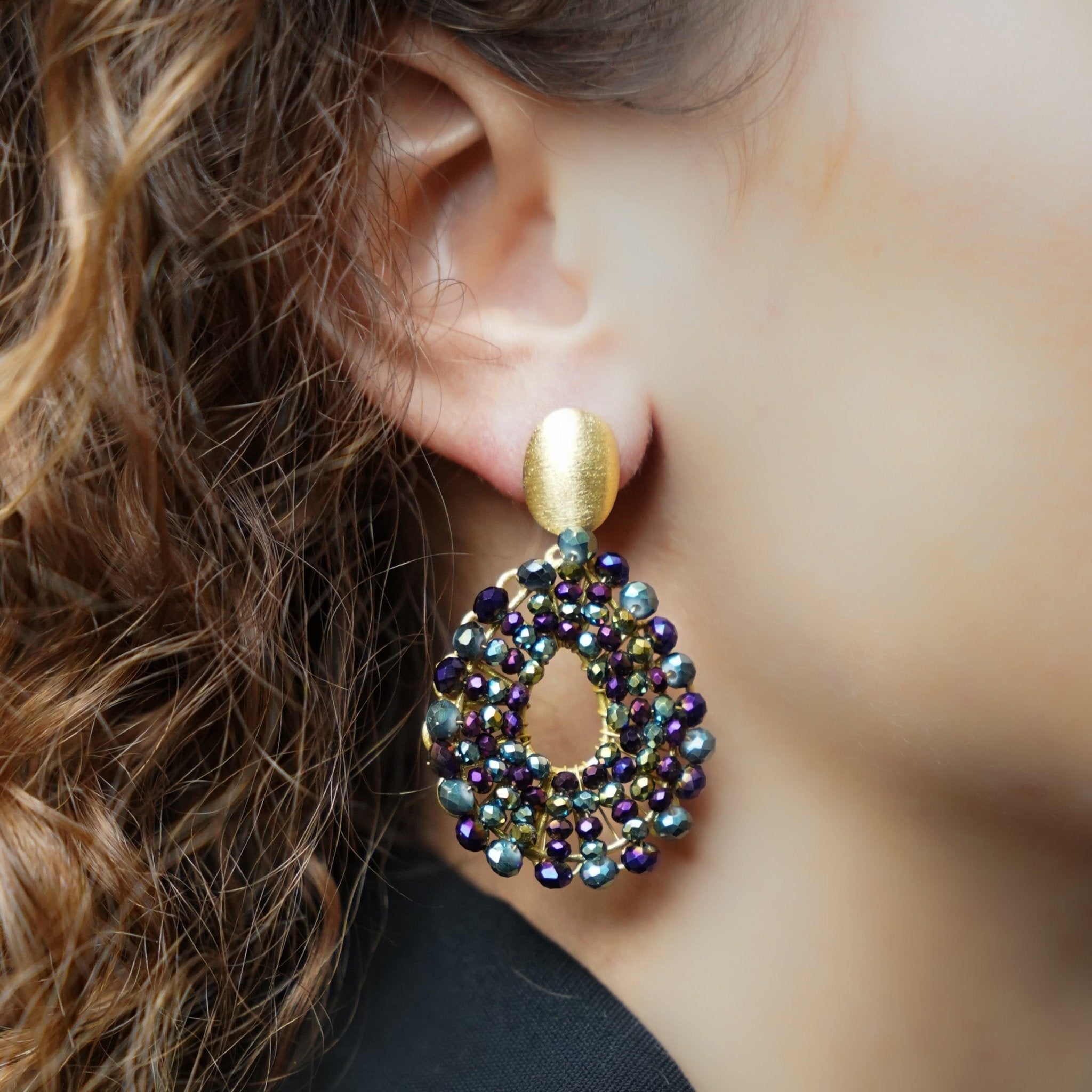 LOTT.gioielli Ohrringe Babs Open Drop, metallic green/purple, S, vergoldet