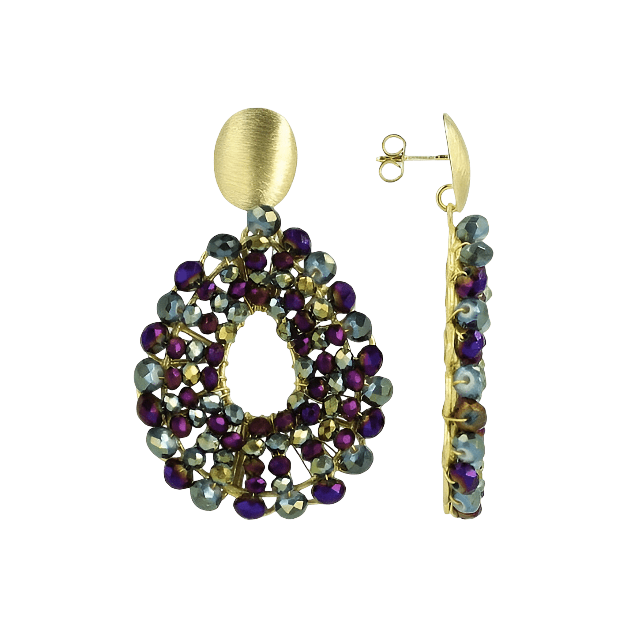 LOTT.gioielli Ohrringe Babs Open Drop, metallic green/purple, S, vergoldet