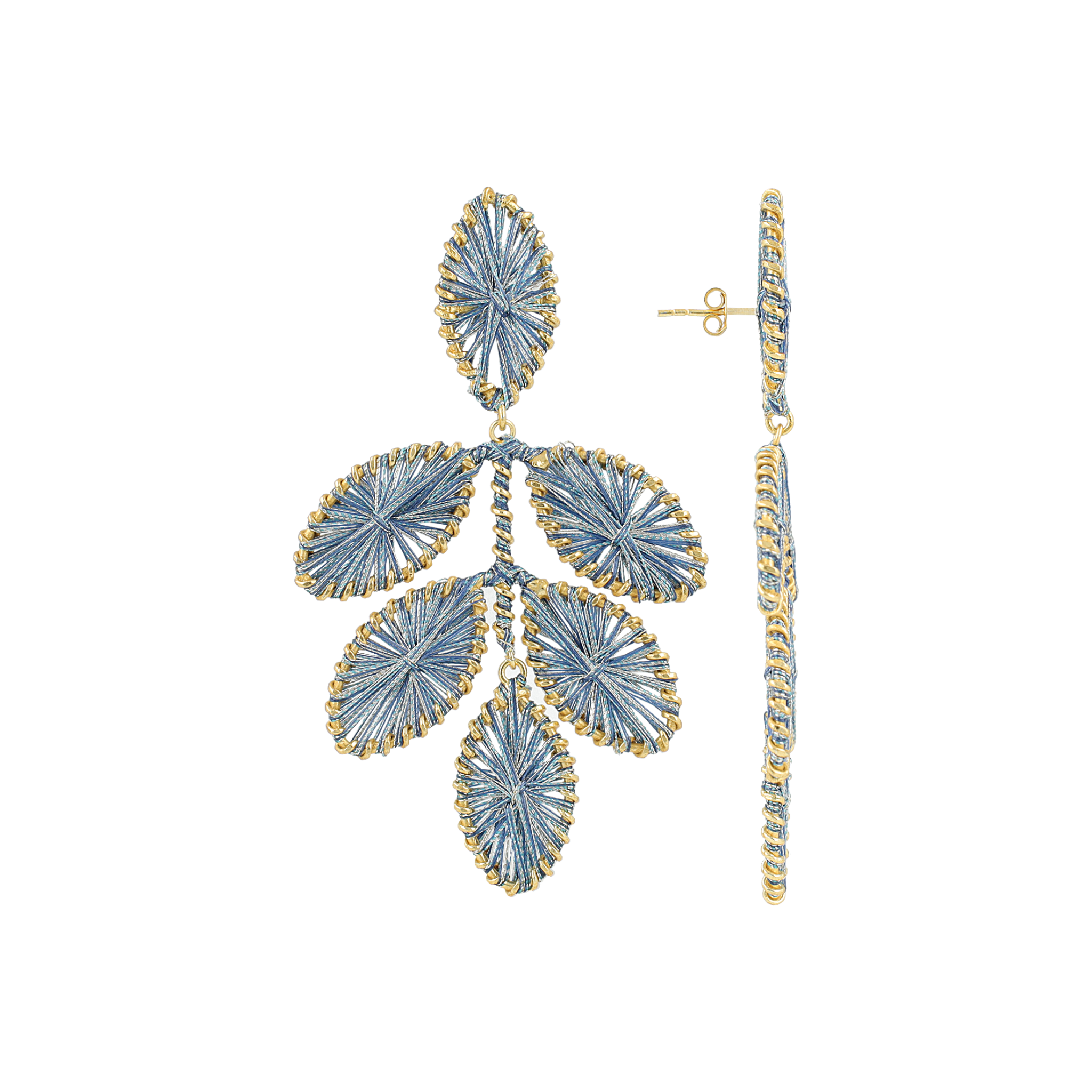 LOTT.gioielli Ohrringe Beatrice, Flower Leaf, Blue Aura, vergoldet