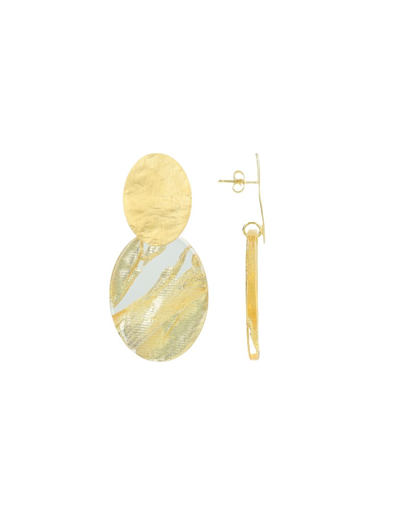 LOTT.gioielli Ohrringe Celia Closed Oval, S, Gold Leaves, vergoldet