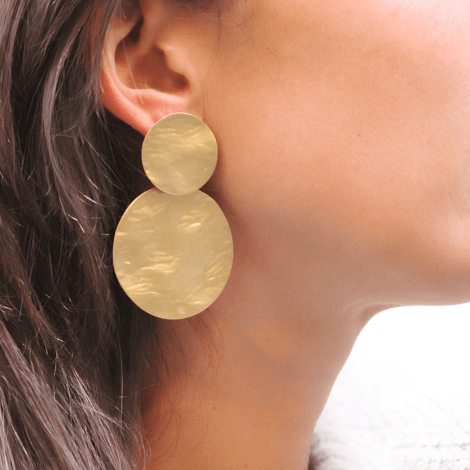 LOTT.gioielli Ohrringe Classic Double Round Hammered, L, vergoldet