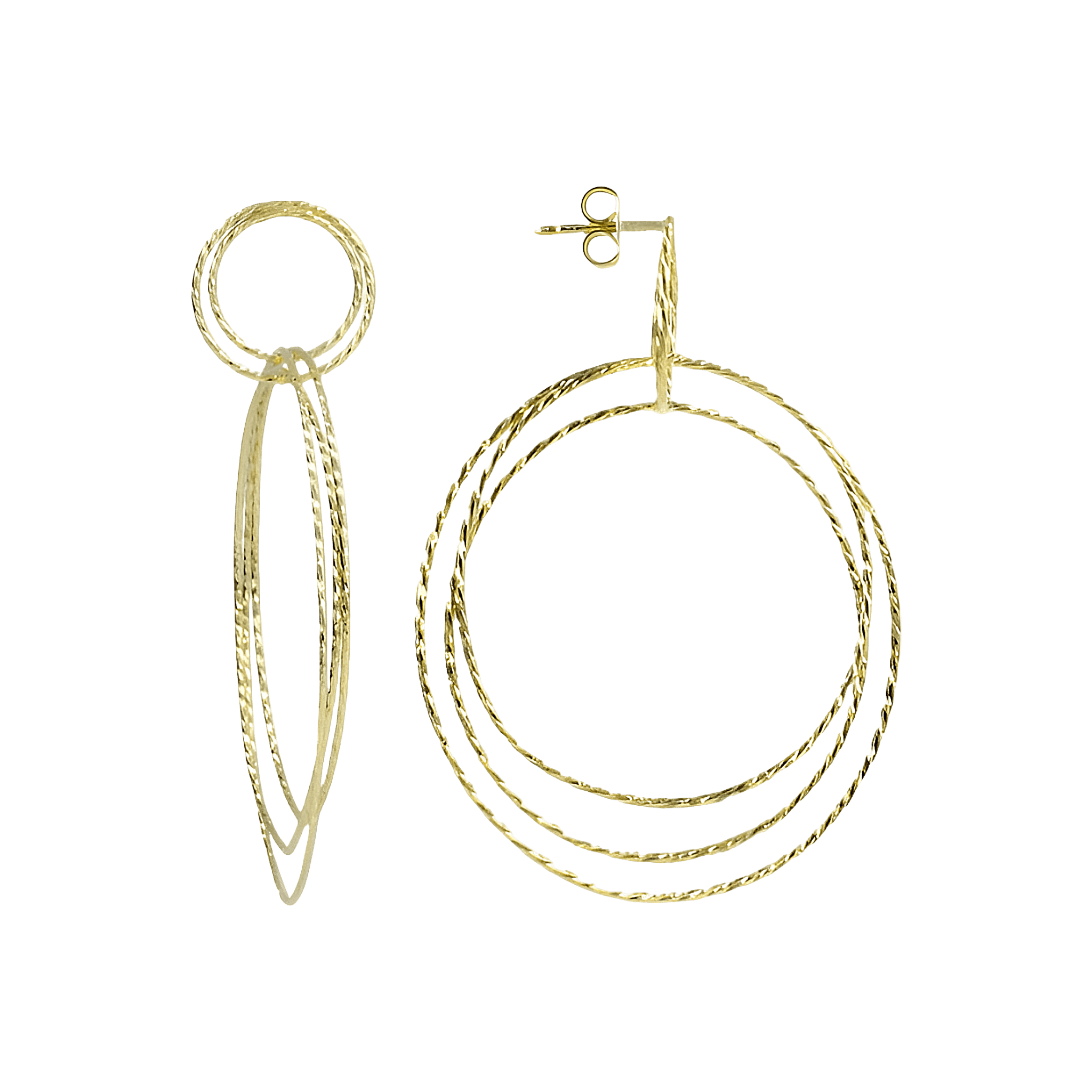 LOTT.gioielli Ohrringe Classic Triple Hoops Glow, XL, vergoldet