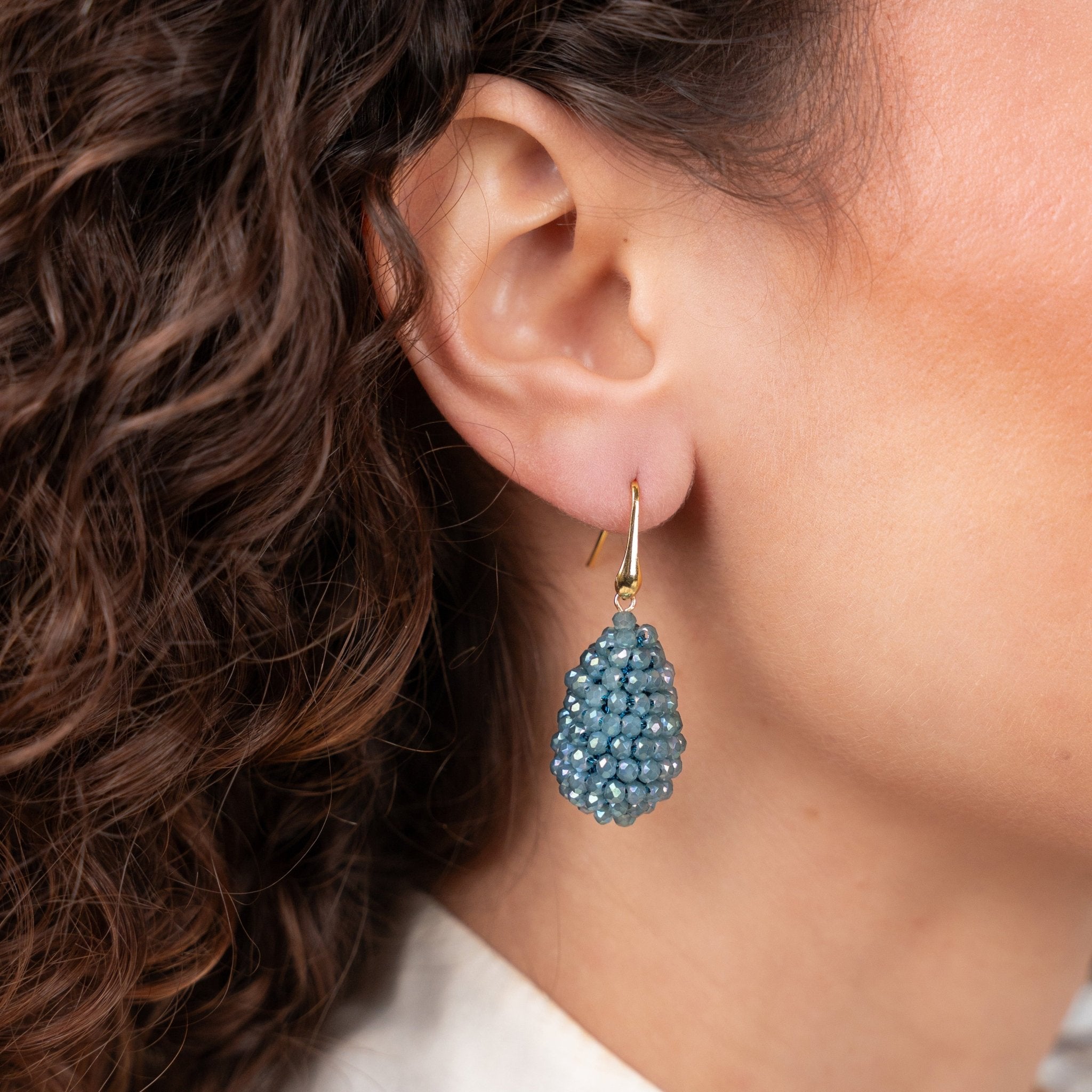 LOTT.gioielli Ohrringe Cone, S, Teal Blue, vergoldet