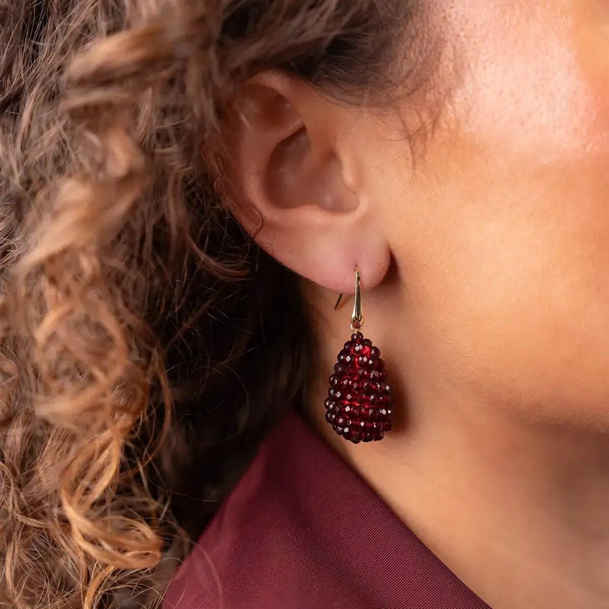 LOTT.gioielli Ohrringe Cone XS, bordeaux, vergoldet