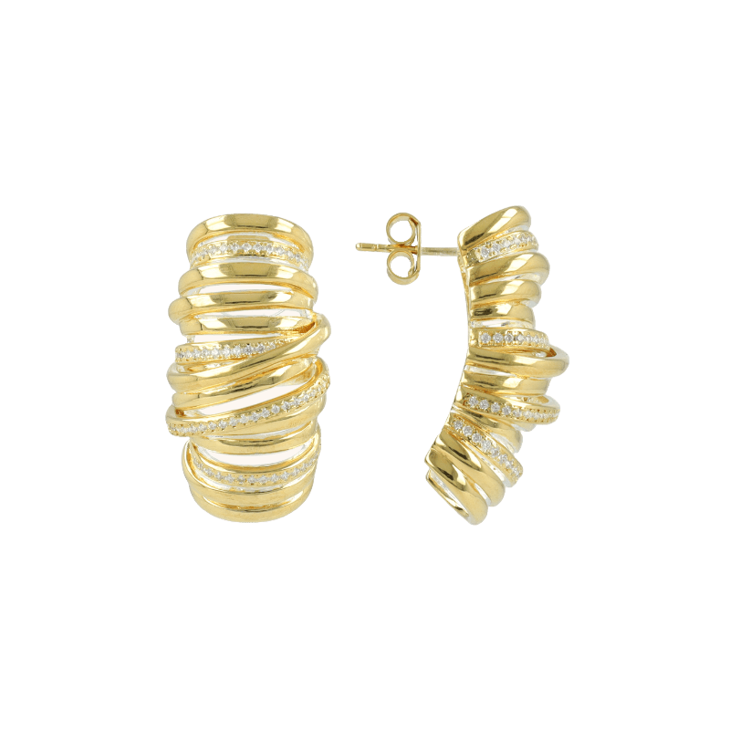 LOTT.gioielli Ohrringe Croissant with Stones, vergoldet