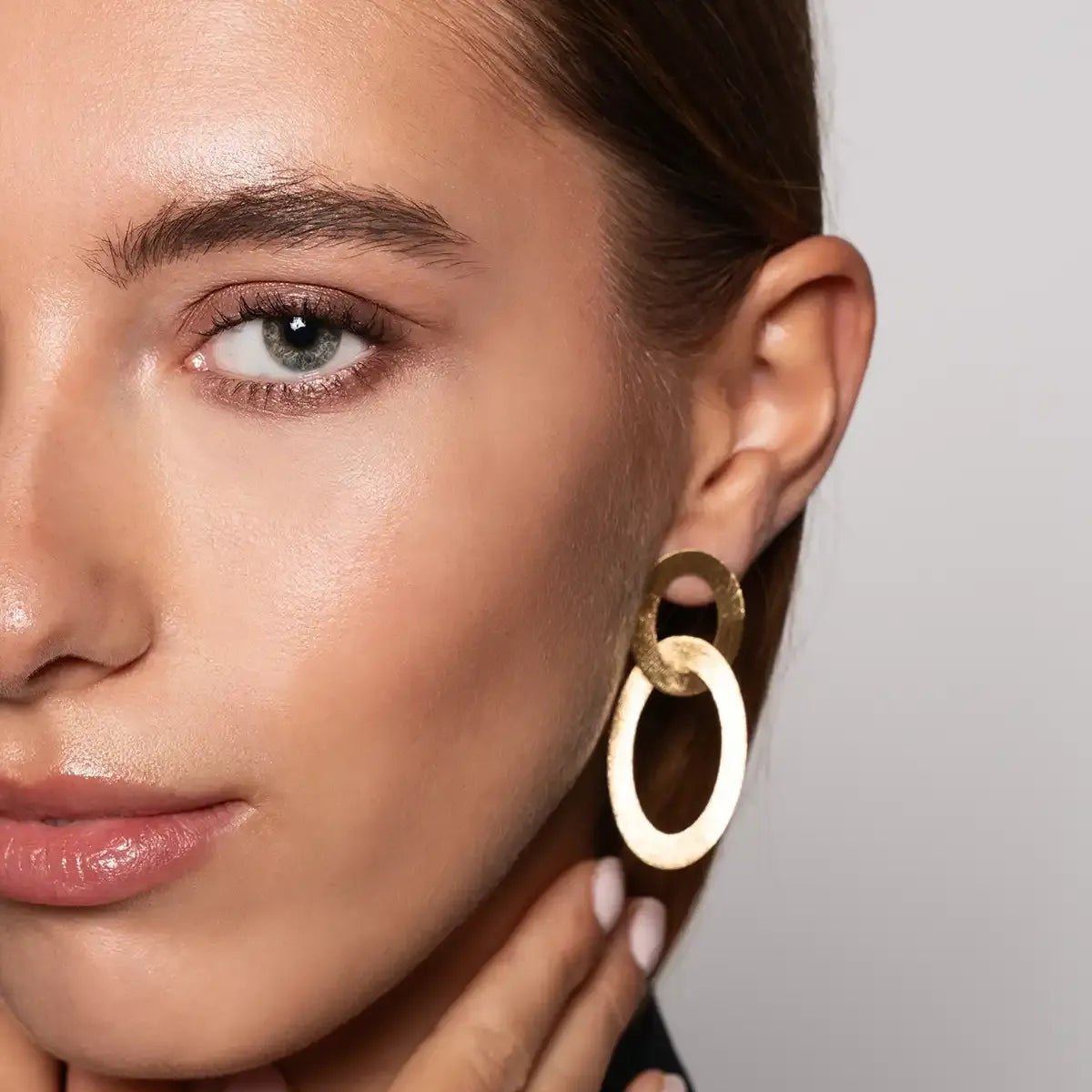 LOTT.gioielli Ohrringe Double Oval Charm Satin, vergoldet