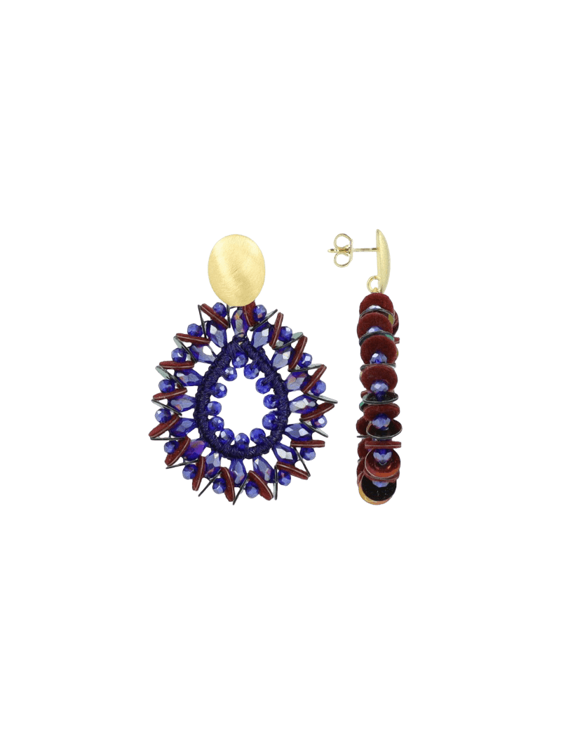 LOTT.gioielli Ohrringe Drop Crystal with Sequins, future dusk, S, vergoldet