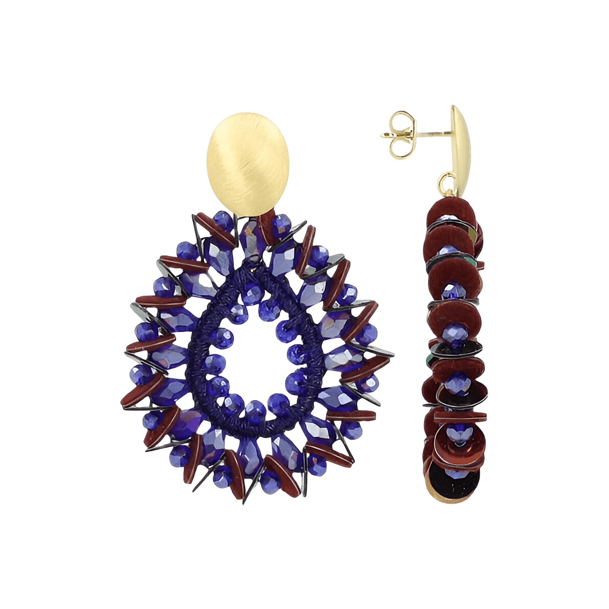 LOTT.gioielli Ohrringe Drop Crystal with Sequins, future dusk, S, vergoldet