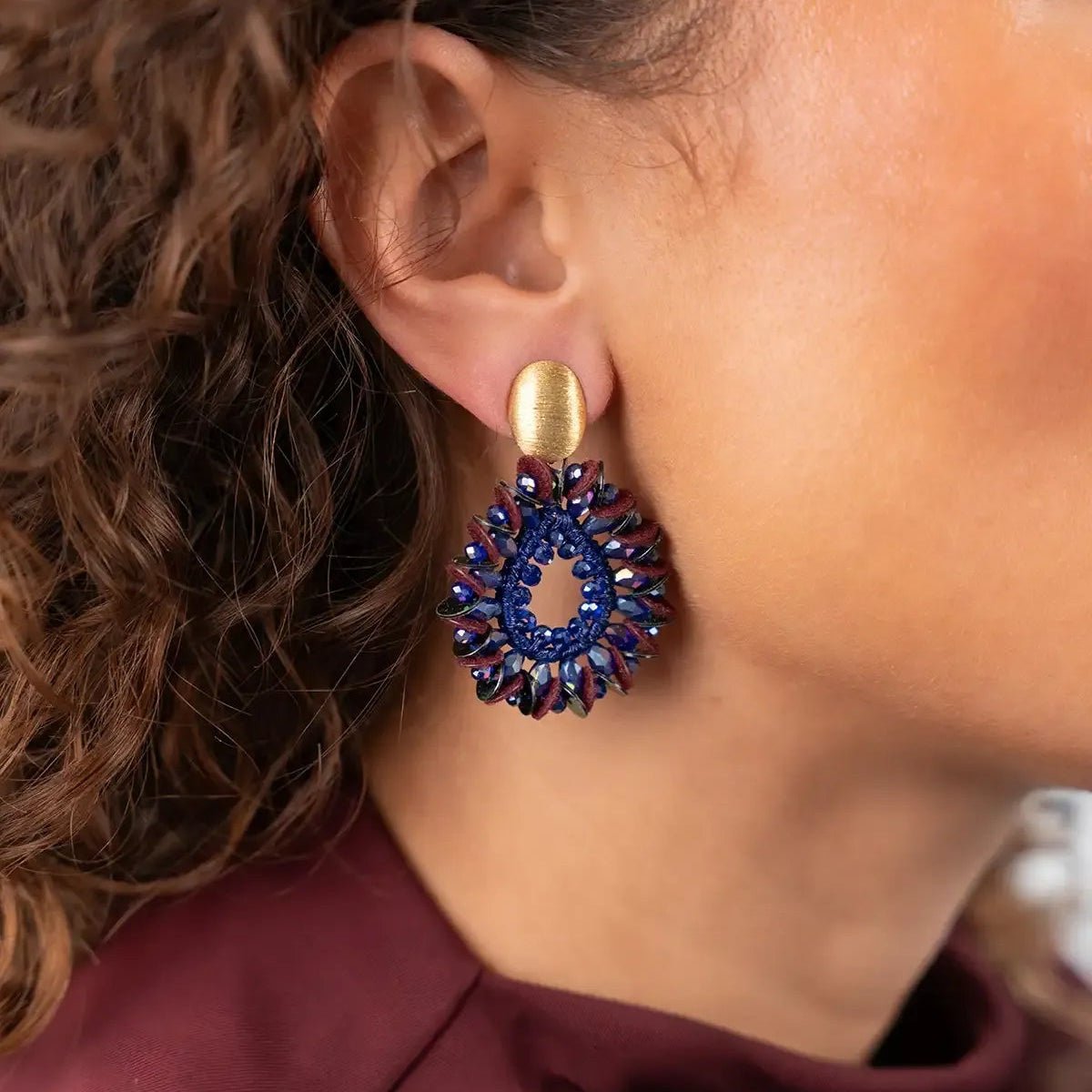 LOTT.gioielli Ohrringe Drop Crystal with Sequins, future dusk, S, vergoldet