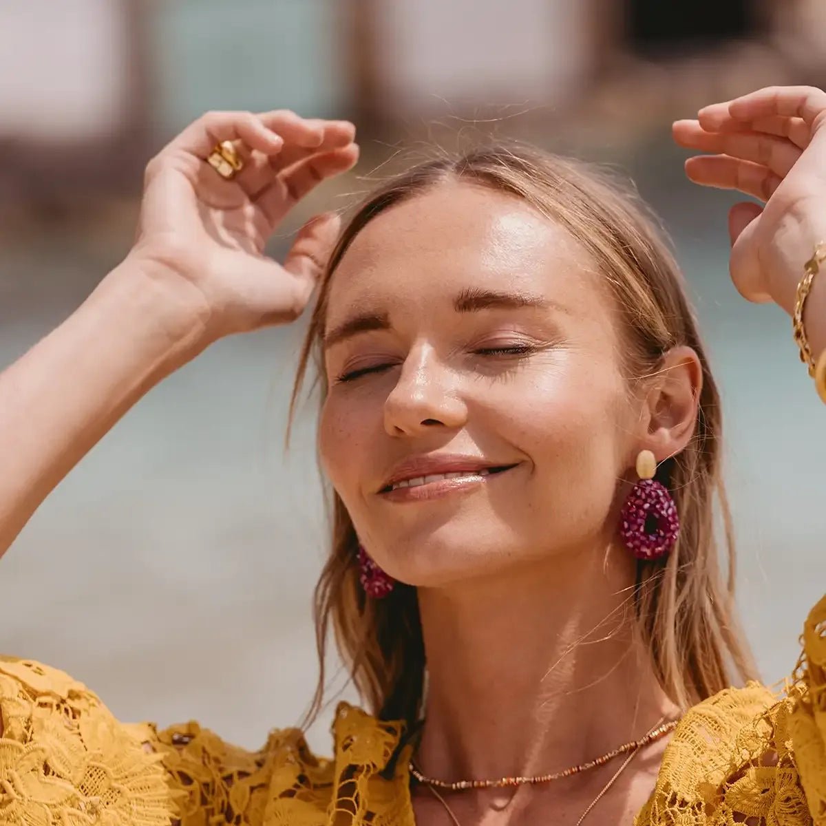 LOTT.gioielli Ohrringe Drop Raw, fuchsia purple, S, vergoldet