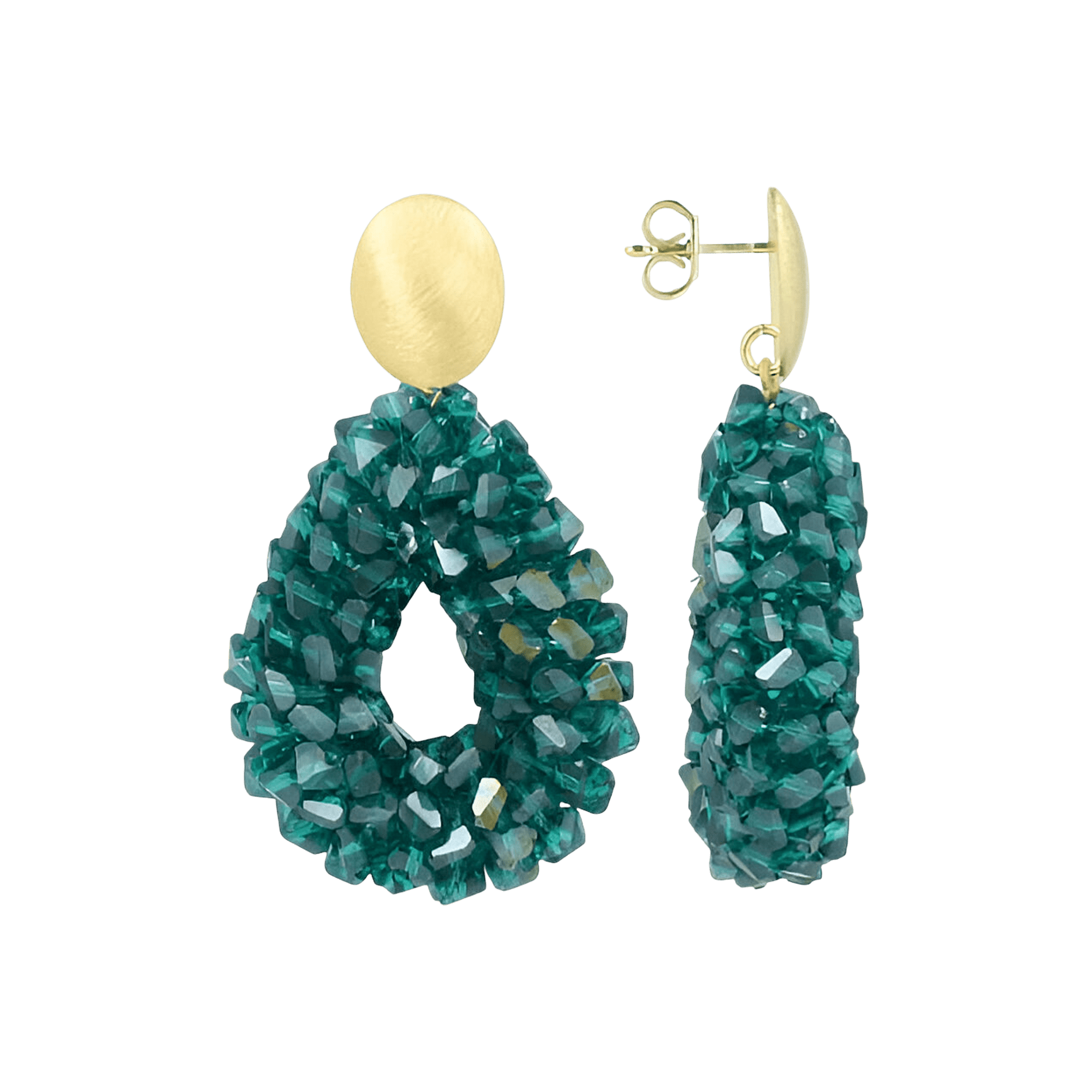 LOTT.gioielli Ohrringe Drop Raw, ultramarine green, S, vergoldet