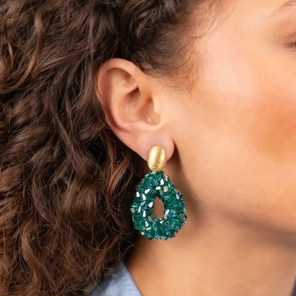 LOTT.gioielli Ohrringe Drop Raw, ultramarine green, S, vergoldet