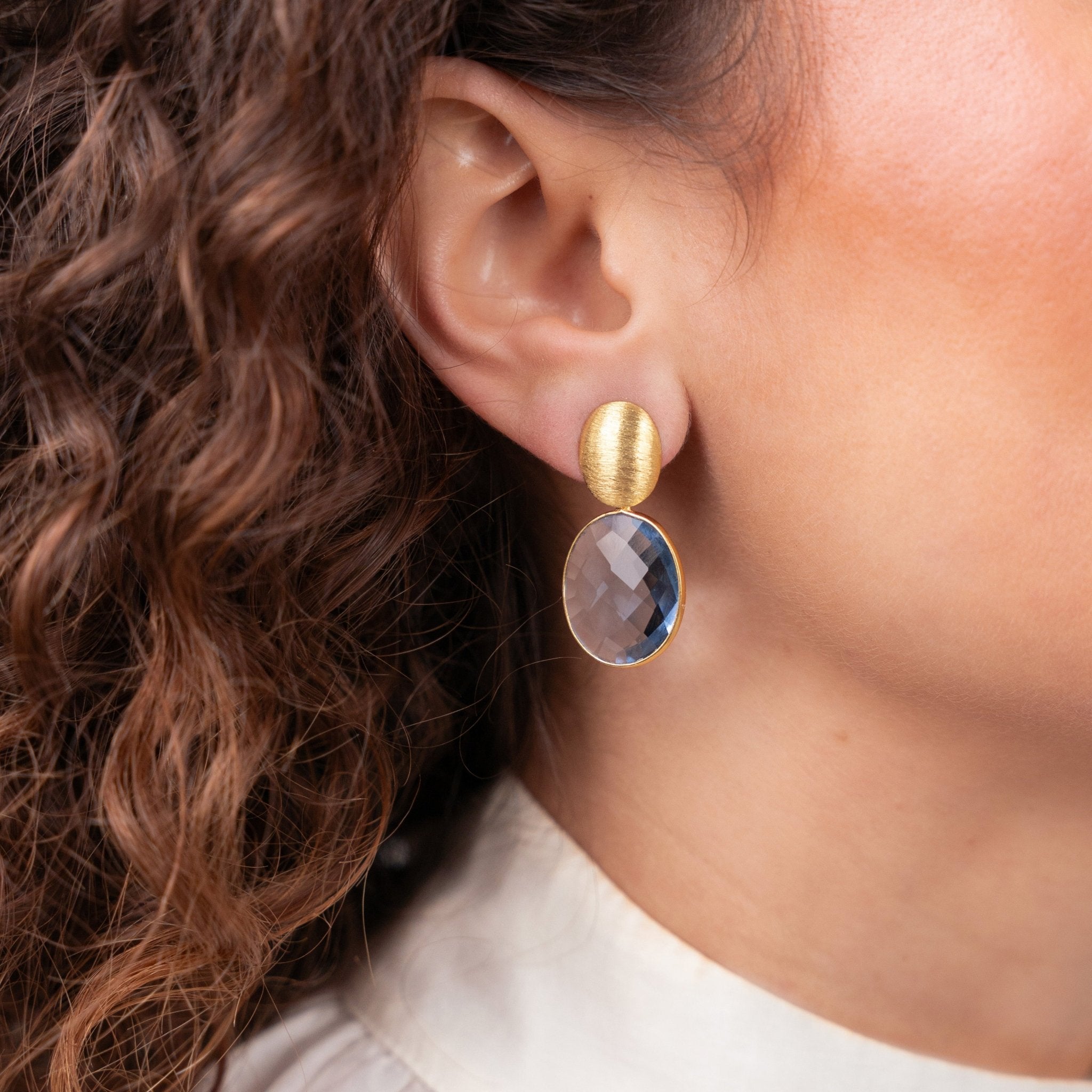 LOTT.gioielli Ohrringe Giorgia, Framed Oval, S, Blue Aura, vergoldet