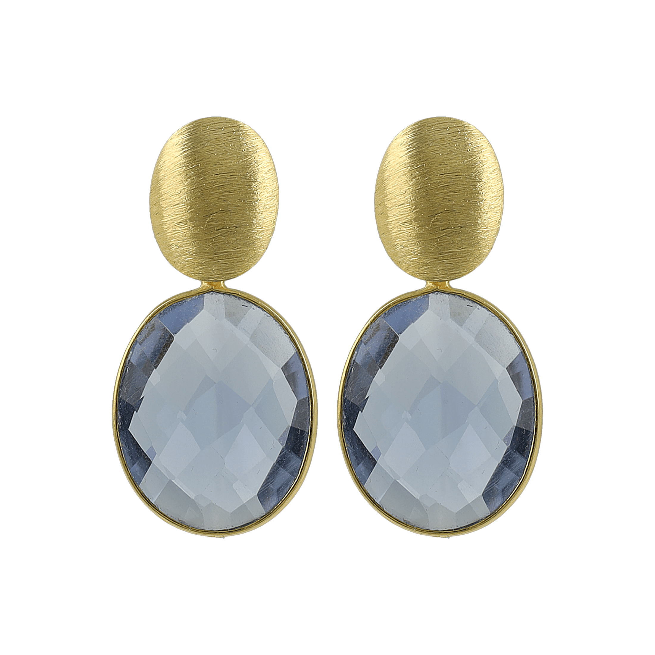LOTT.gioielli Ohrringe Giorgia, Framed Oval, S, Blue Aura, vergoldet