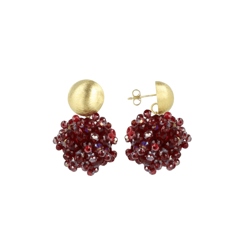 LOTT.gioielli Ohrringe Jacky Globe, Double Stones, bordeaux metallic mix, S, vergoldet