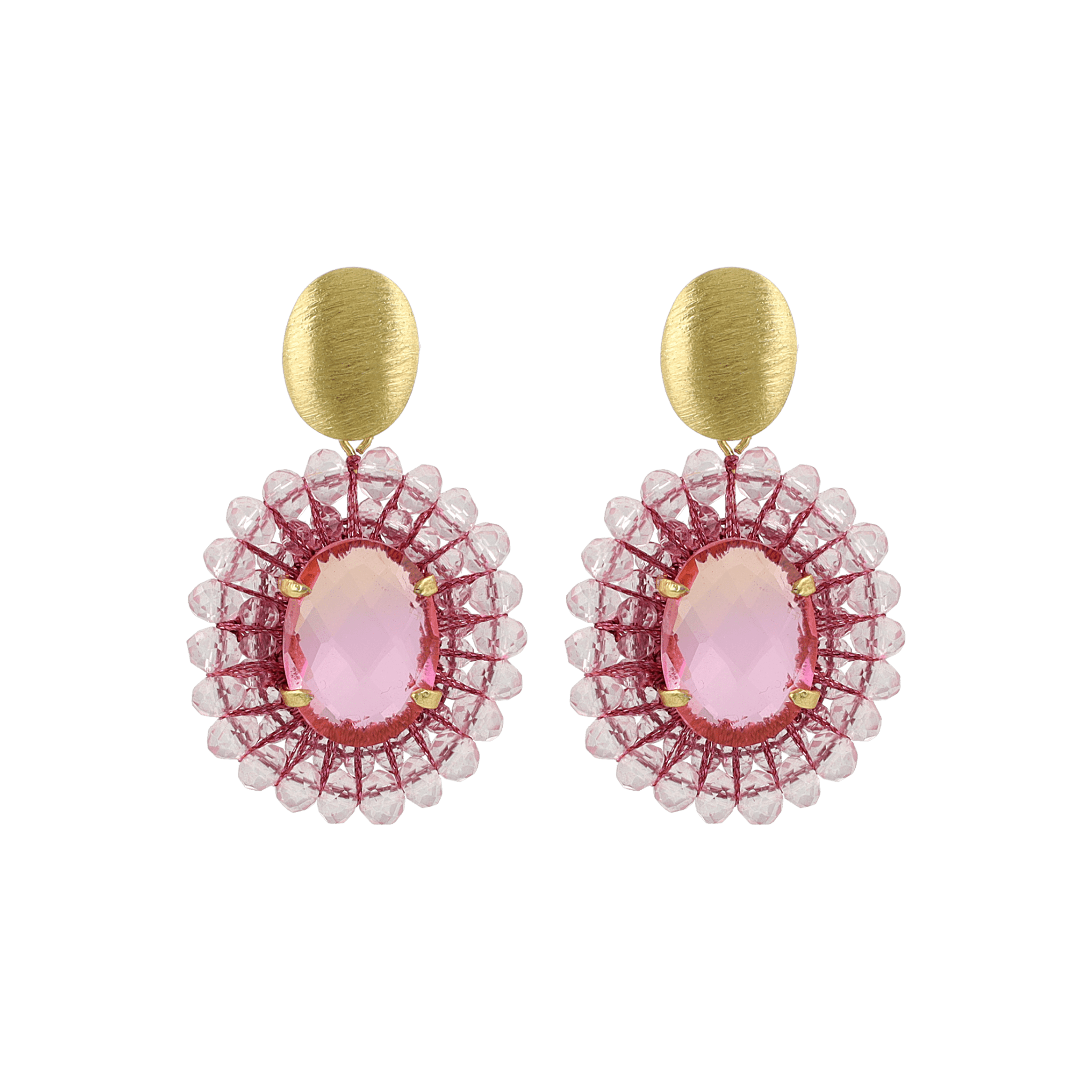 LOTT.gioielli Ohrringe Mikky, Oval Stone, Berry Pink, vergoldet