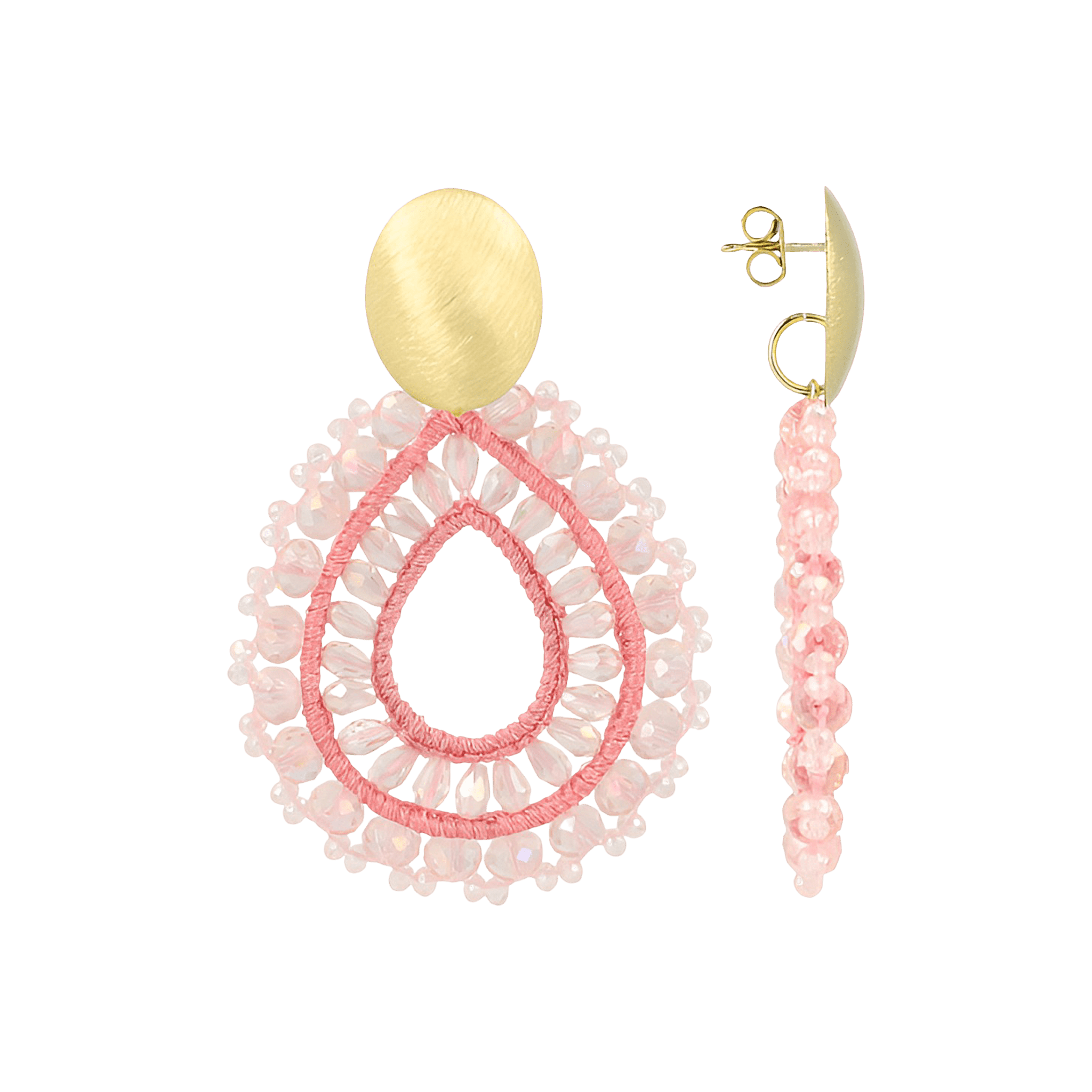 LOTT.gioielli Ohrringe Open Drop Irregular, fondant pink, S, vergoldet