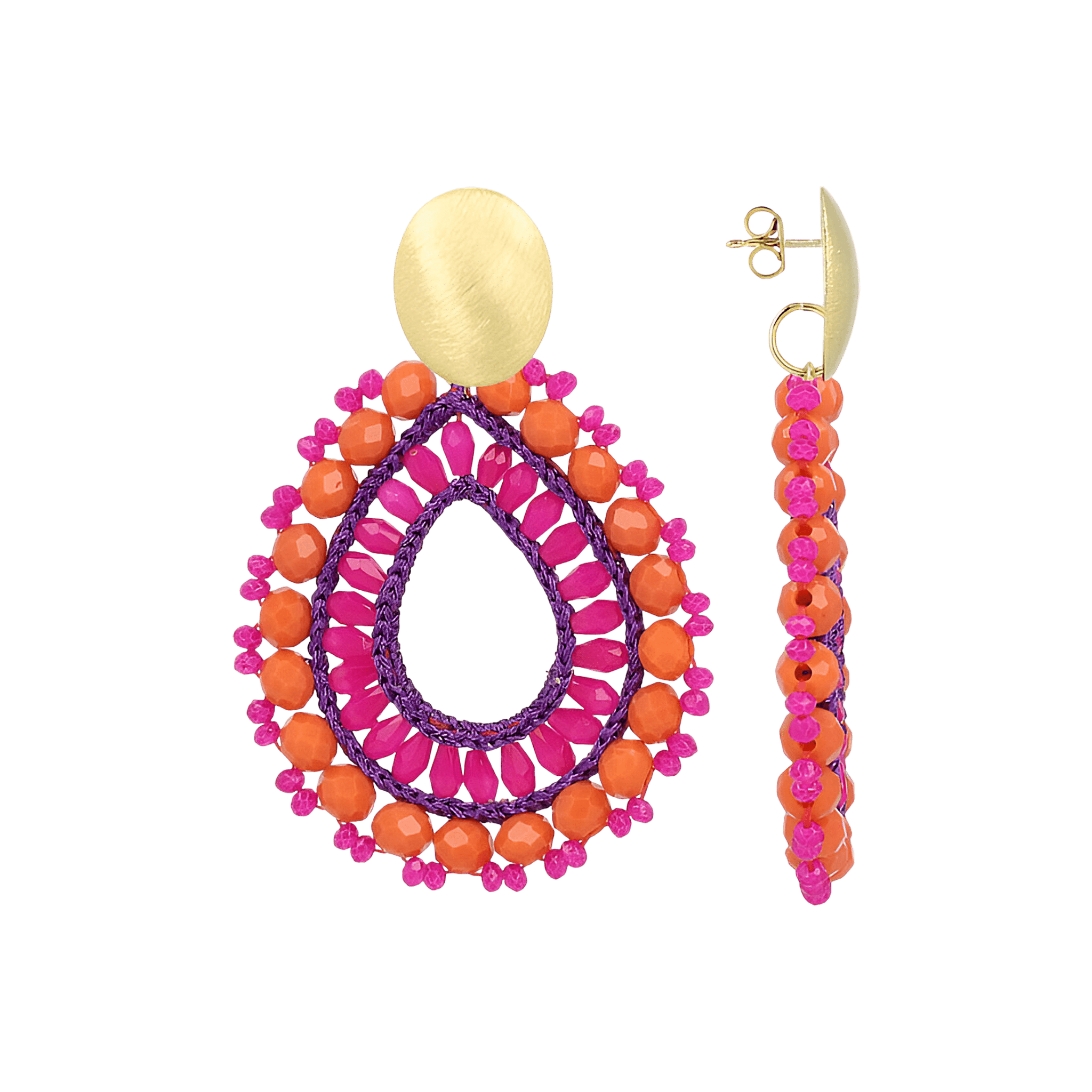 LOTT.gioielli Ohrringe Open Drop Irregular, L, mix fuchsia, vergoldet