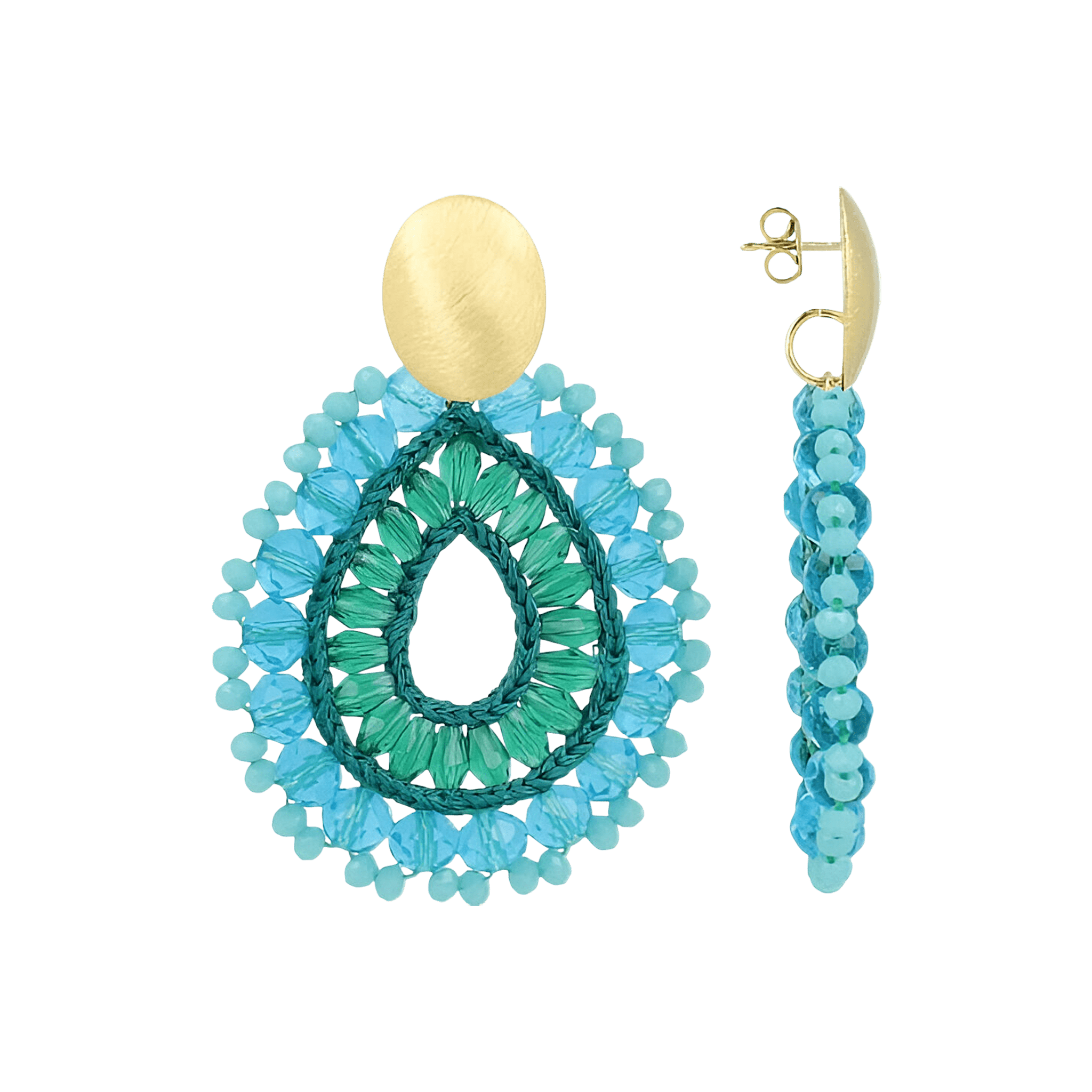 LOTT.gioielli Ohrringe Open Drop Irregular, S, light ocean, vergoldet