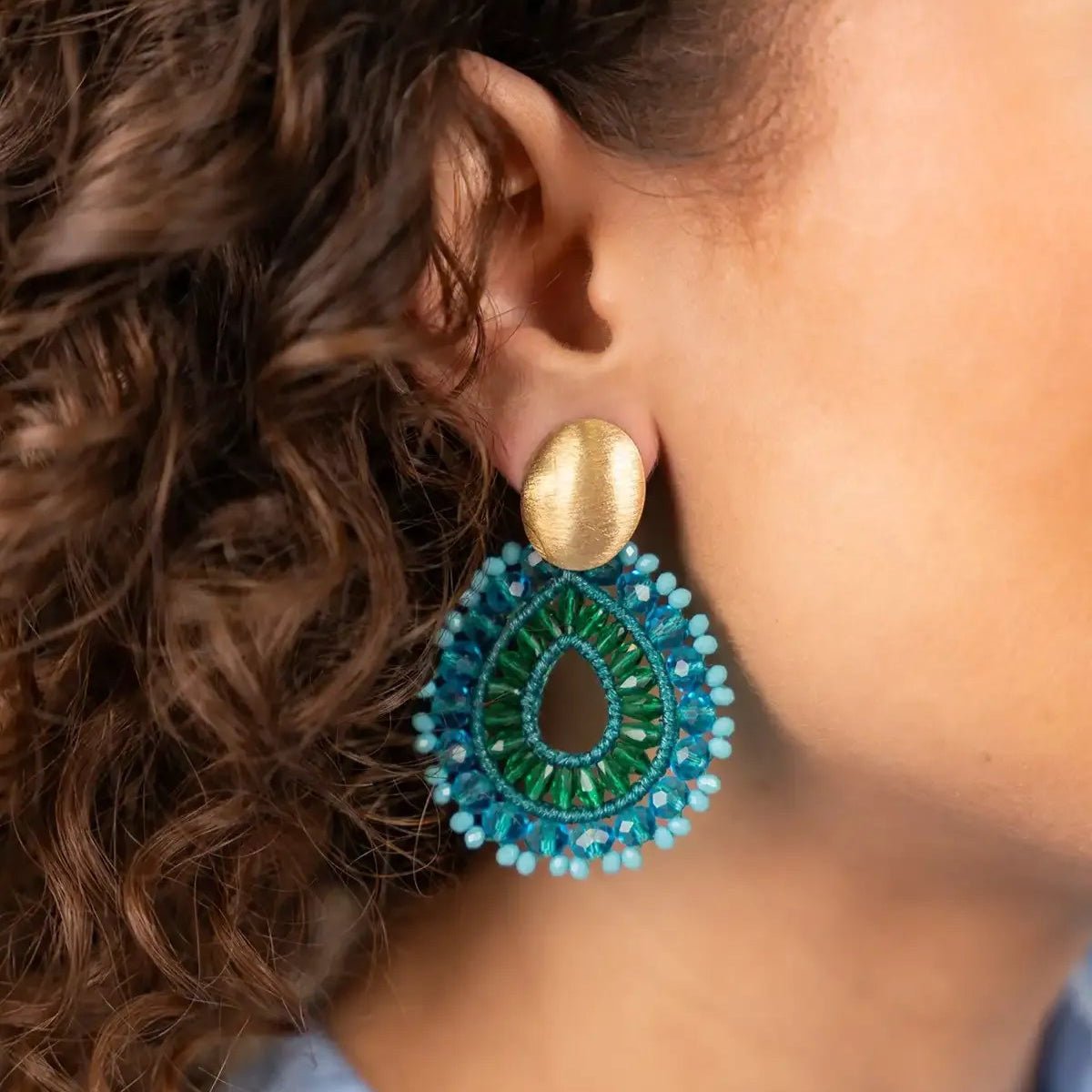 LOTT.gioielli Ohrringe Open Drop Irregular, S, light ocean, vergoldet