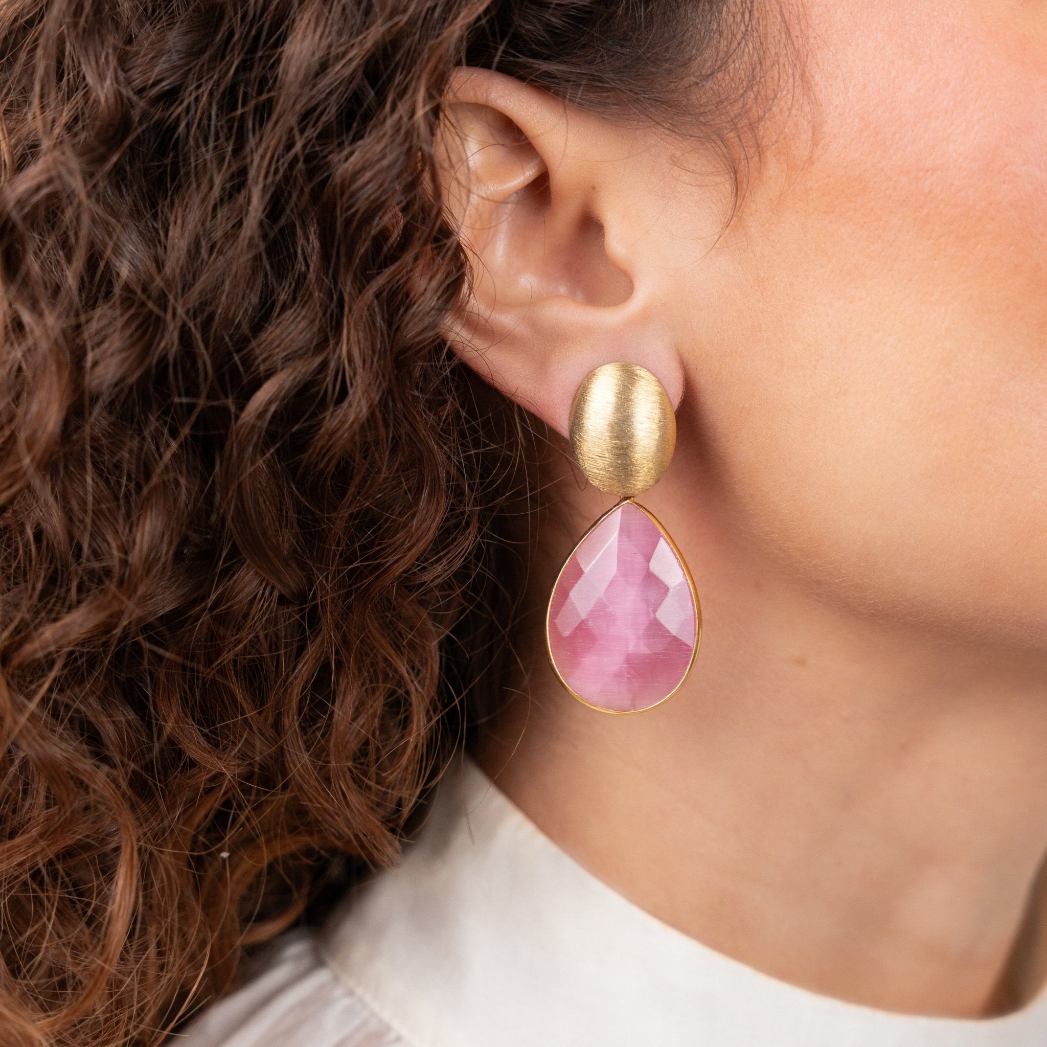 LOTT.gioielli Ohrringe Rae, Framed Drop, L, Fuchsia, vergoldet