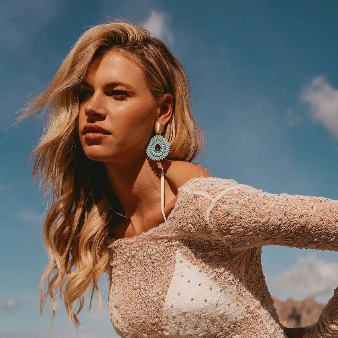 LOTT.gioielli Ohrringe Silk Drop Crystal Double, aquamarine, vergoldet