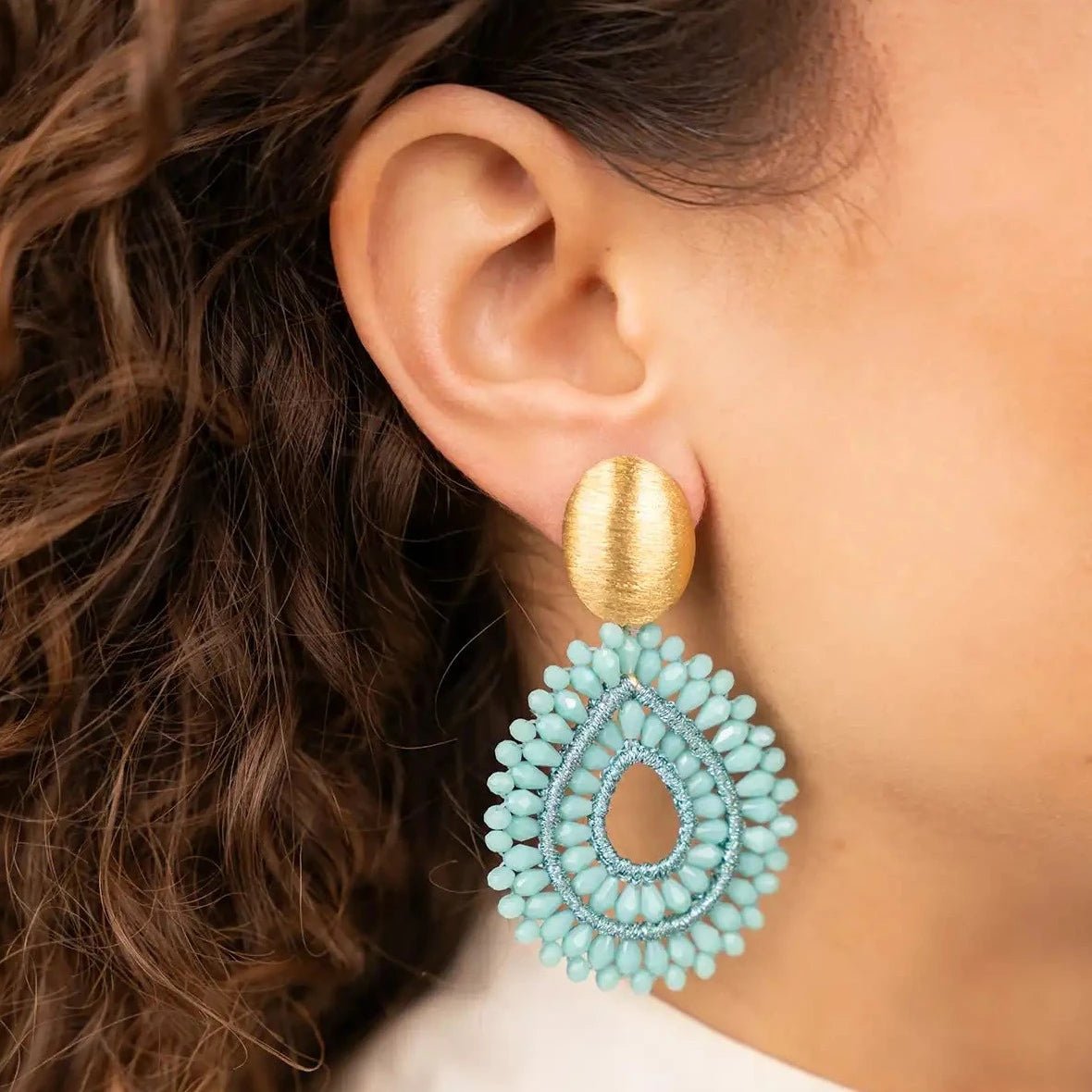 LOTT.gioielli Ohrringe Silk Drop Crystal Double, aquamarine, vergoldet