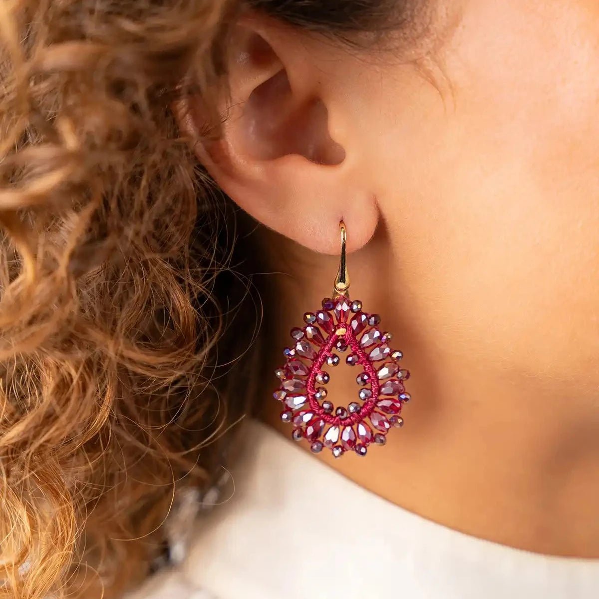 LOTT.gioielli Ohrringe Silk Drop, metallic bordeaux, S, vergoldet