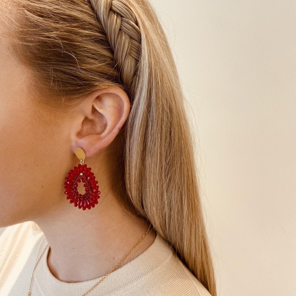 LOTT.gioielli Ohrringe Silk Drop, red, S, glänzender Stecker, vergoldet