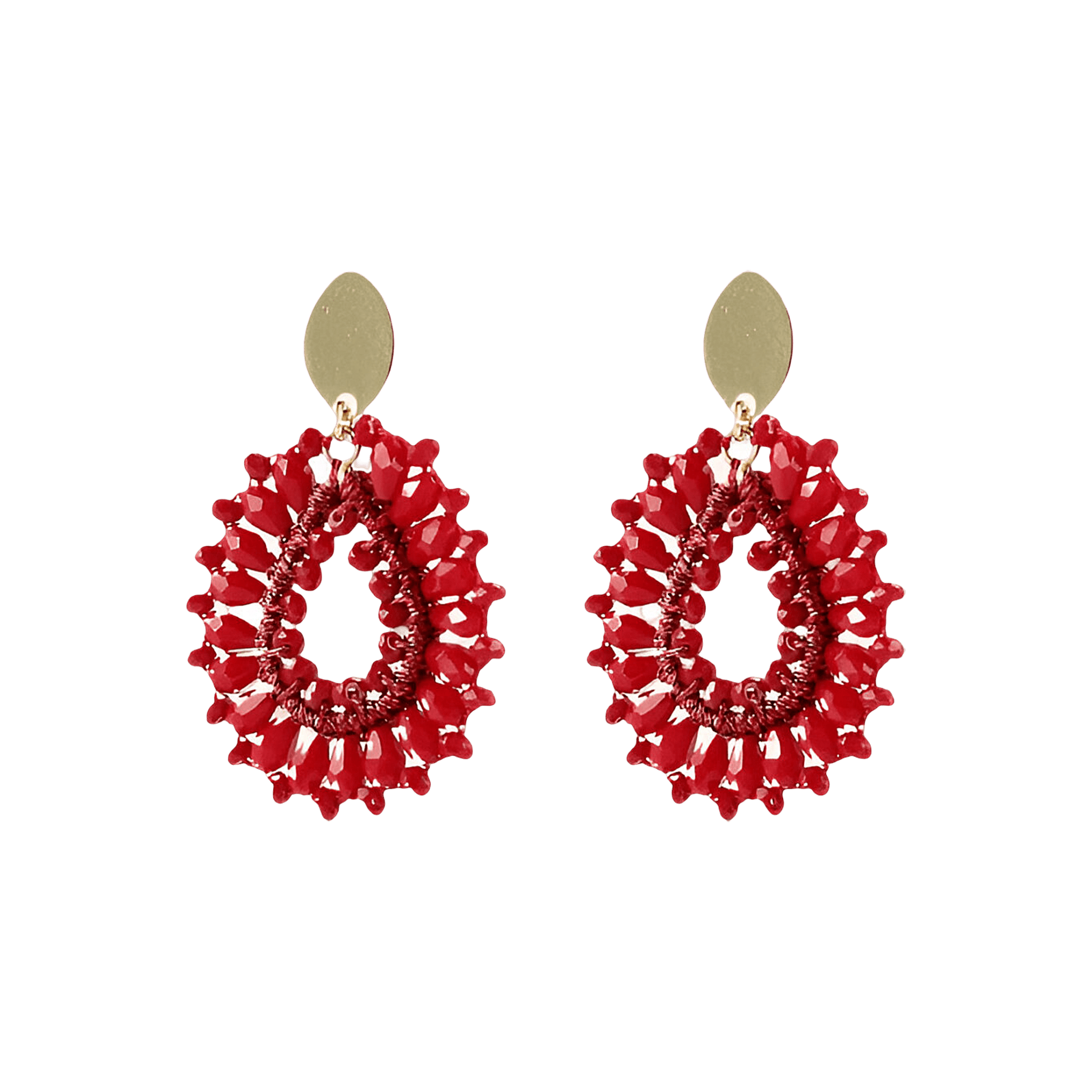 LOTT.gioielli Ohrringe Silk Drop, red, S, glänzender Stecker, vergoldet