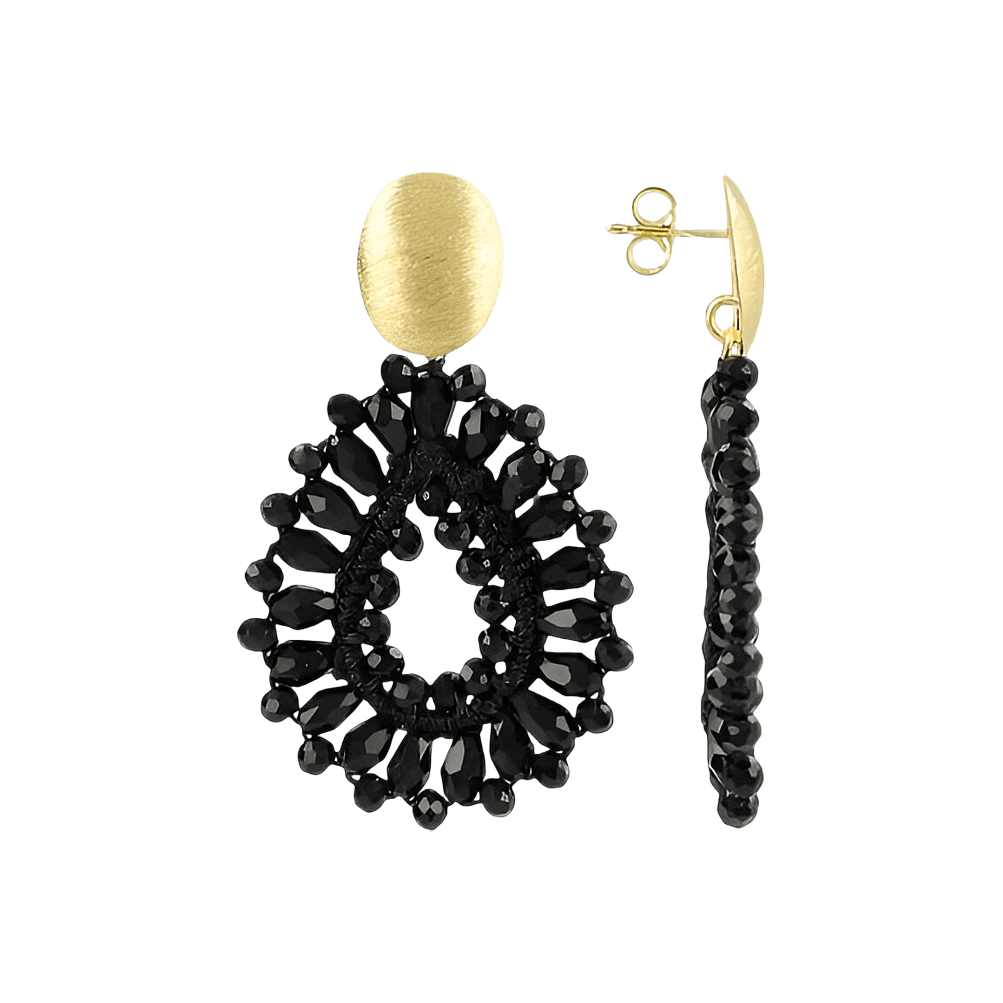 LOTT.gioielli Ohrringe Silk Drop, schwarz, S, matter Stecker, vergoldet