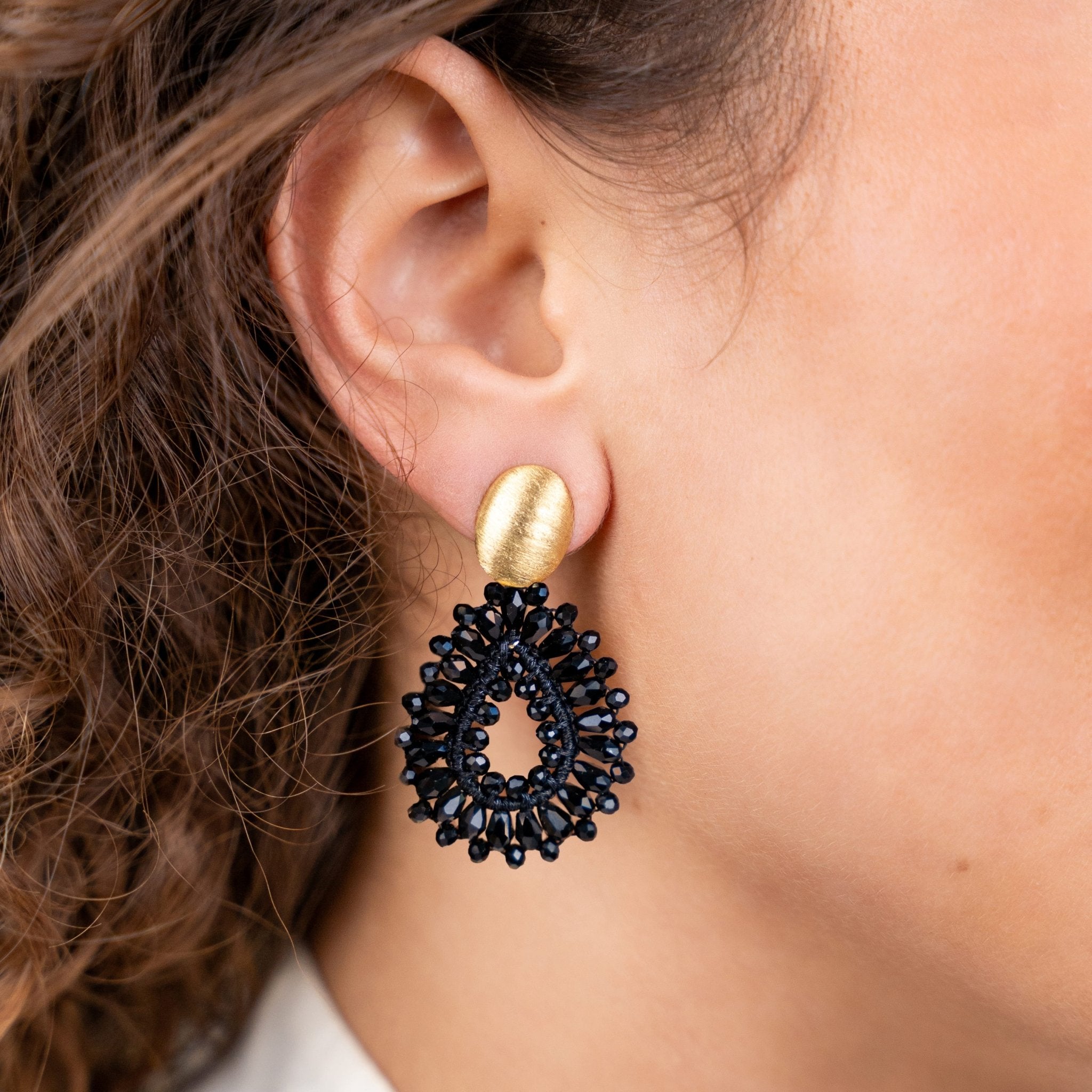 LOTT.gioielli Ohrringe Silk Drop, schwarz, S, matter Stecker, vergoldet