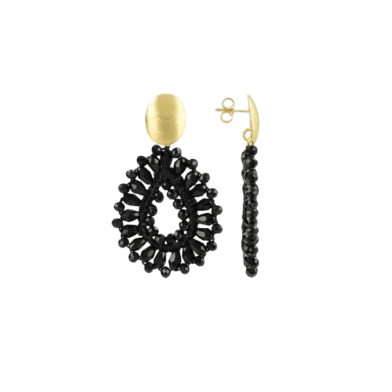 LOTT.gioielli Ohrringe Silk Drop, schwarz, S, matter Stecker, vergoldet